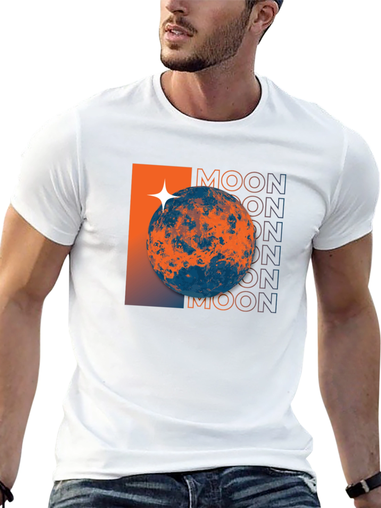 Moon Graphic Tee - Space Inspired Design