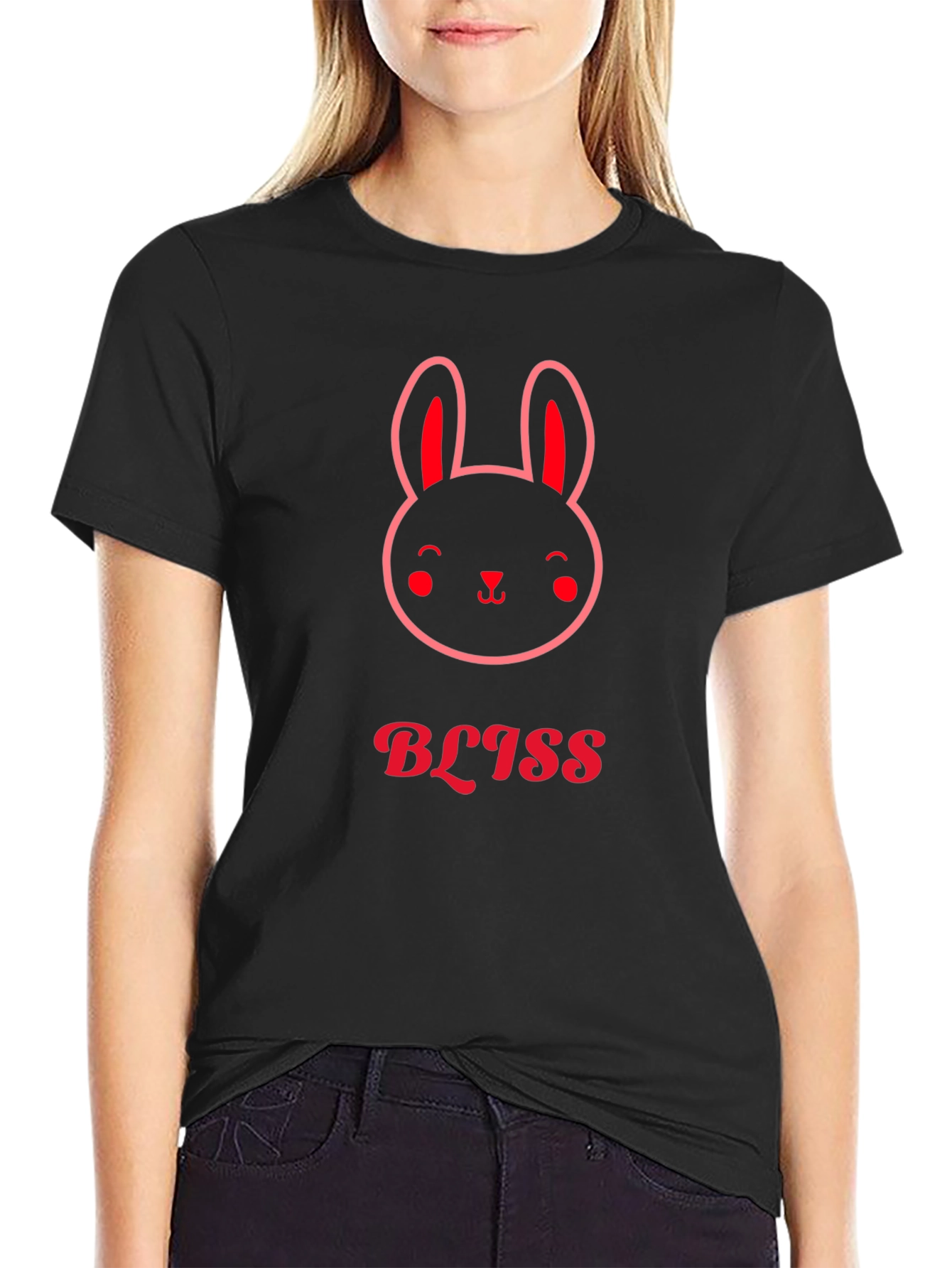Bliss Bunny Black Graphic Tee