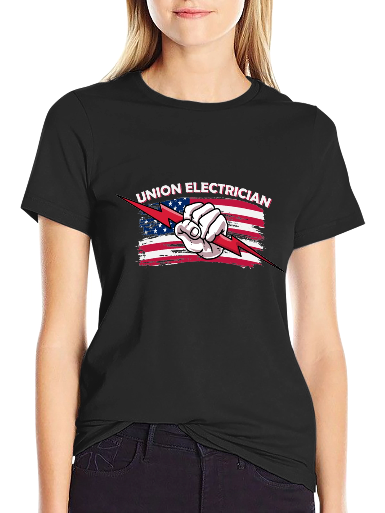 Union Electrician USA Flag Graphic T-Shirt