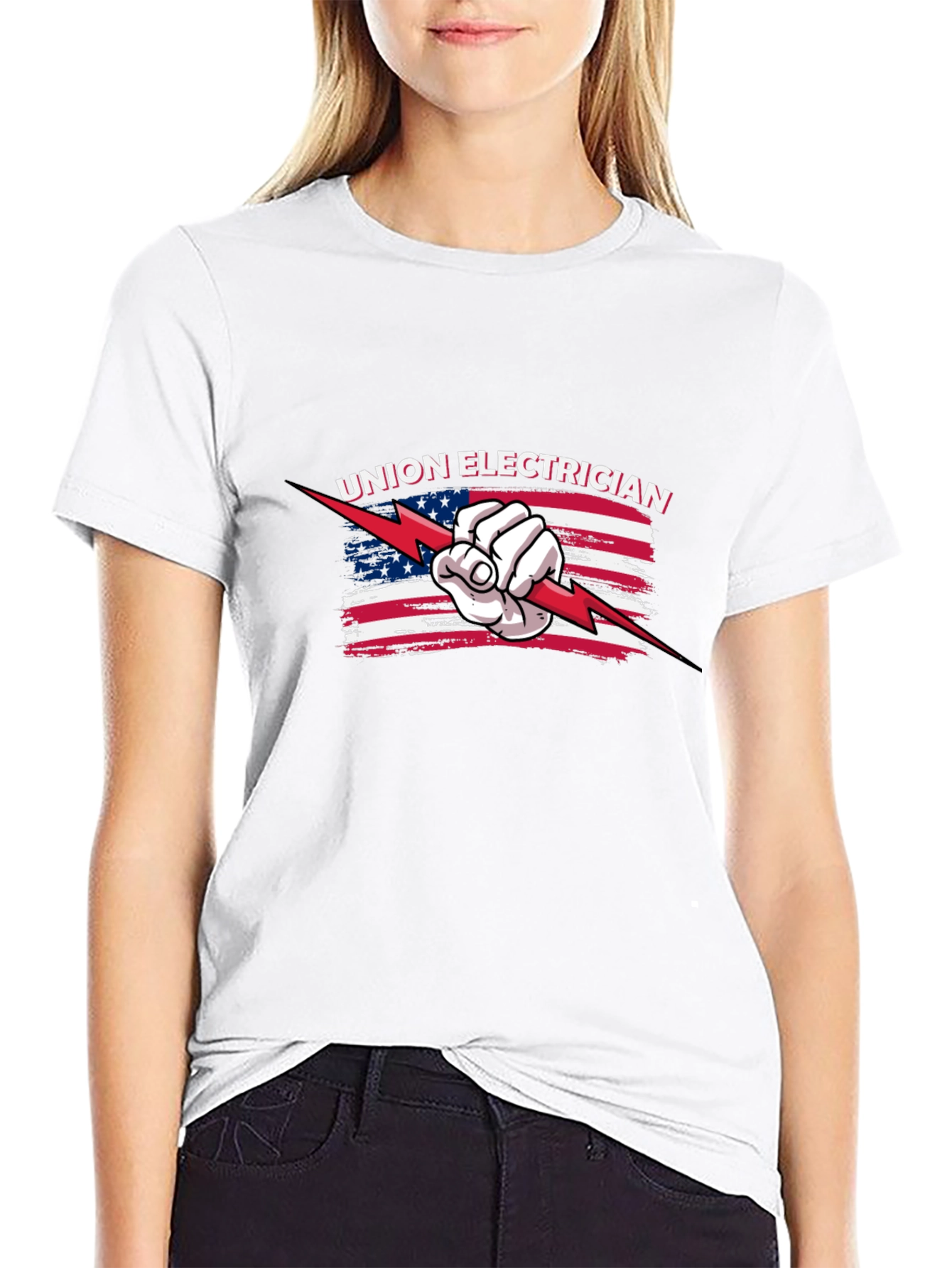 Union Electrician USA Flag Graphic T-Shirt