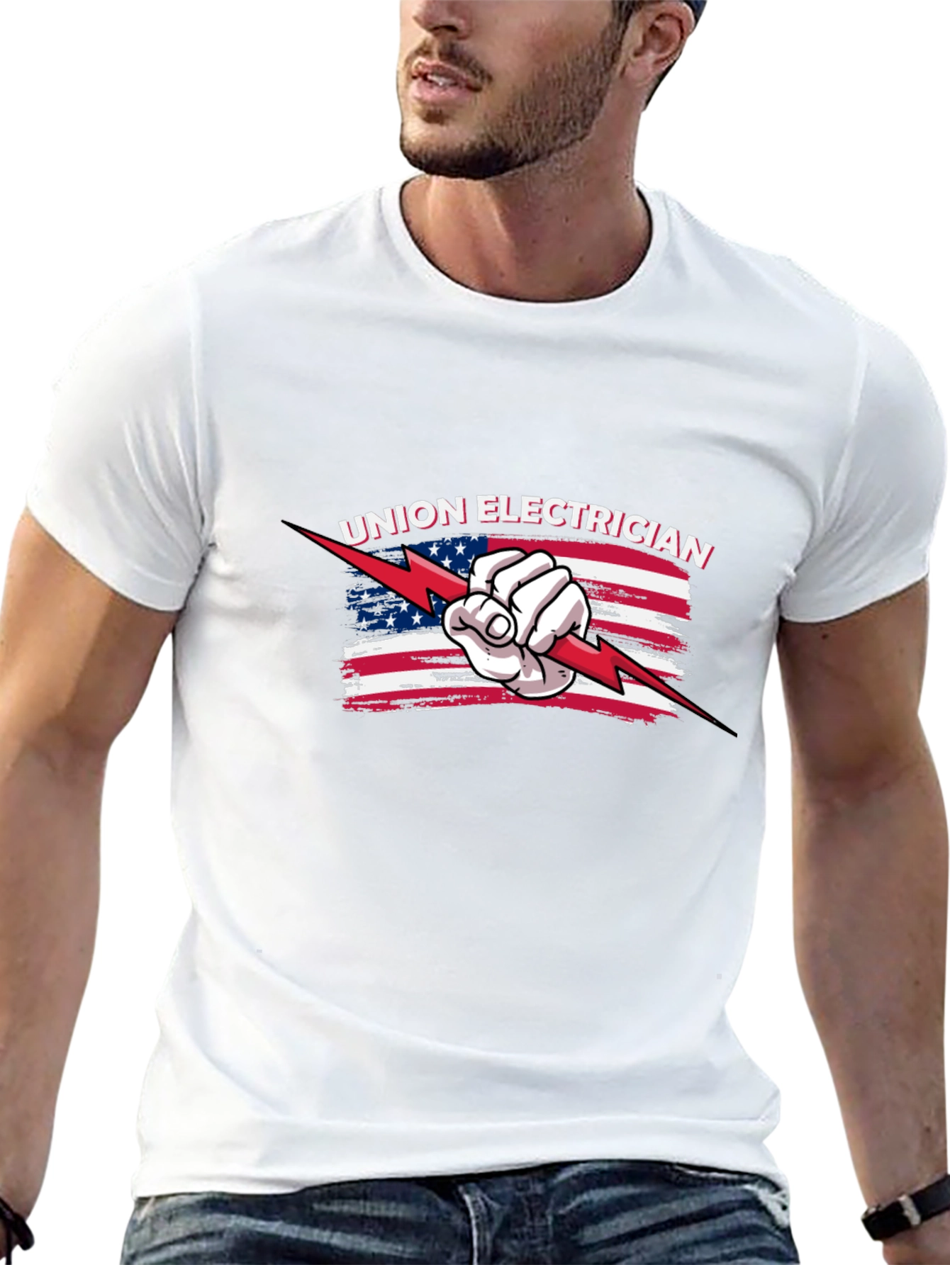 Union Electrician USA Flag Graphic T-Shirt