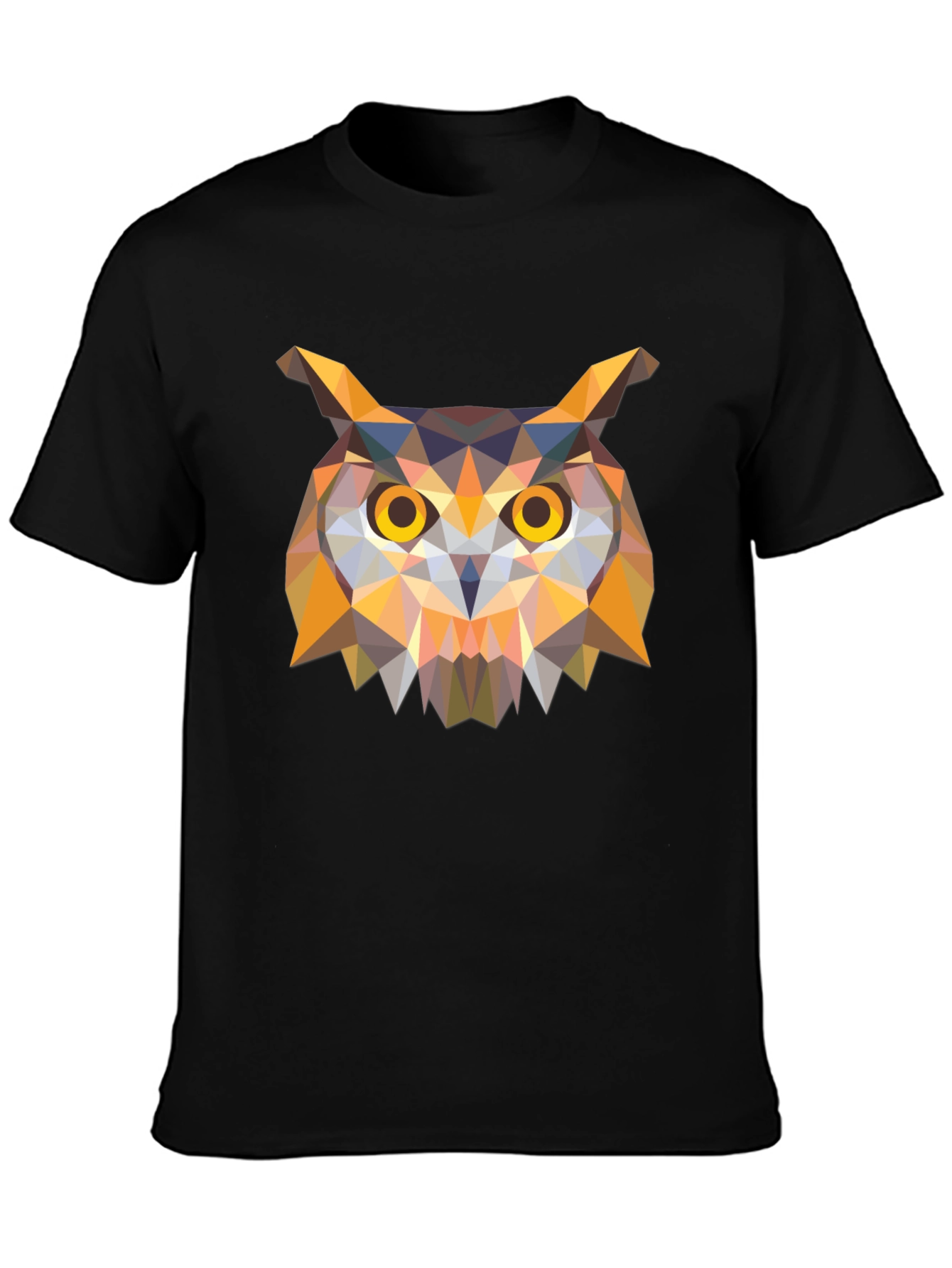 Geometric Owl Graphic Tee - Stylish Mens Black T-Shirt