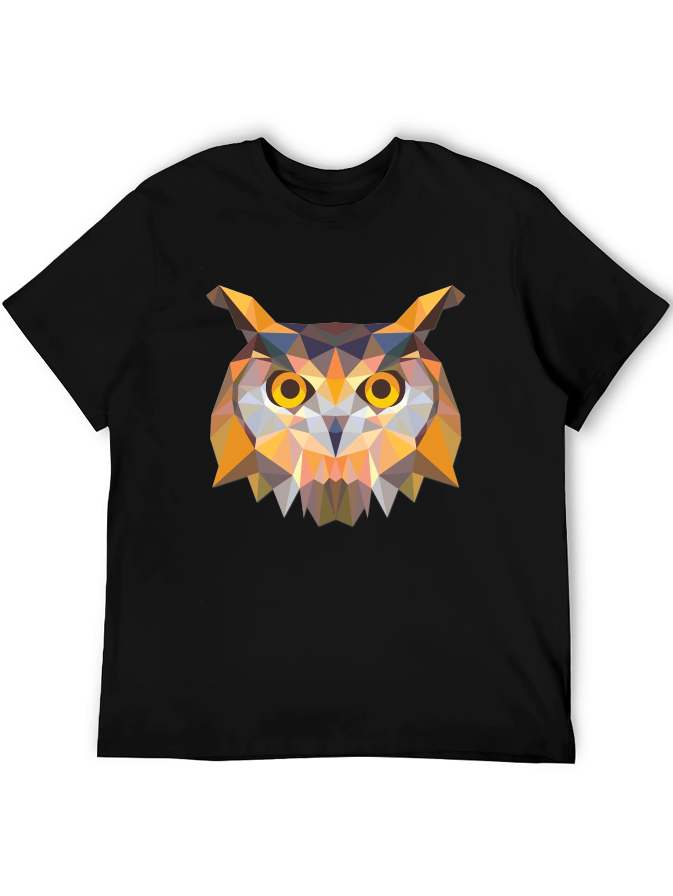 Geometric Owl Graphic Tee - Stylish Mens Black T-Shirt