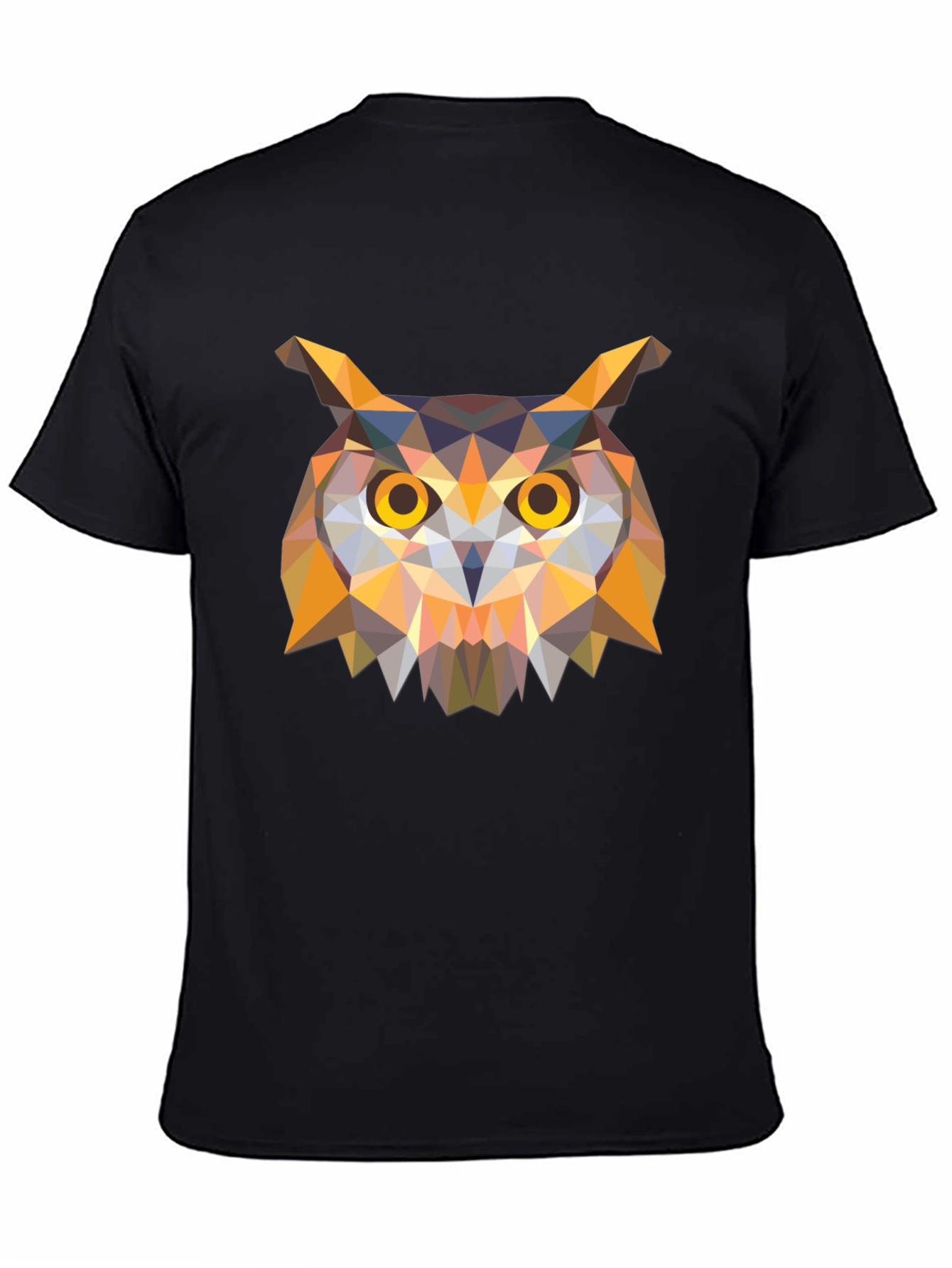 Geometric Owl Graphic Tee - Stylish Mens Black T-Shirt