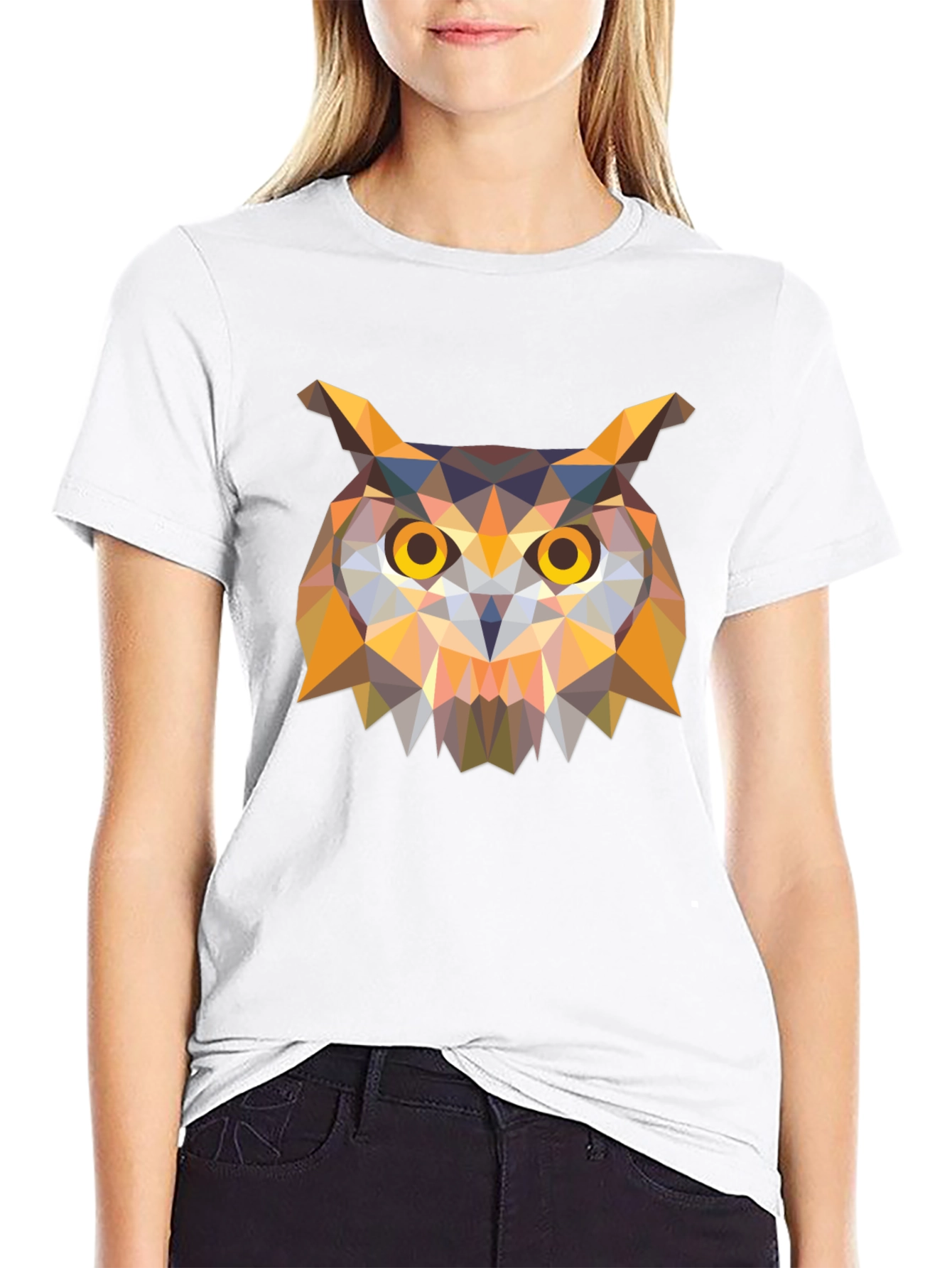 Geometric Owl Graphic Tee - Stylish Mens Black T-Shirt