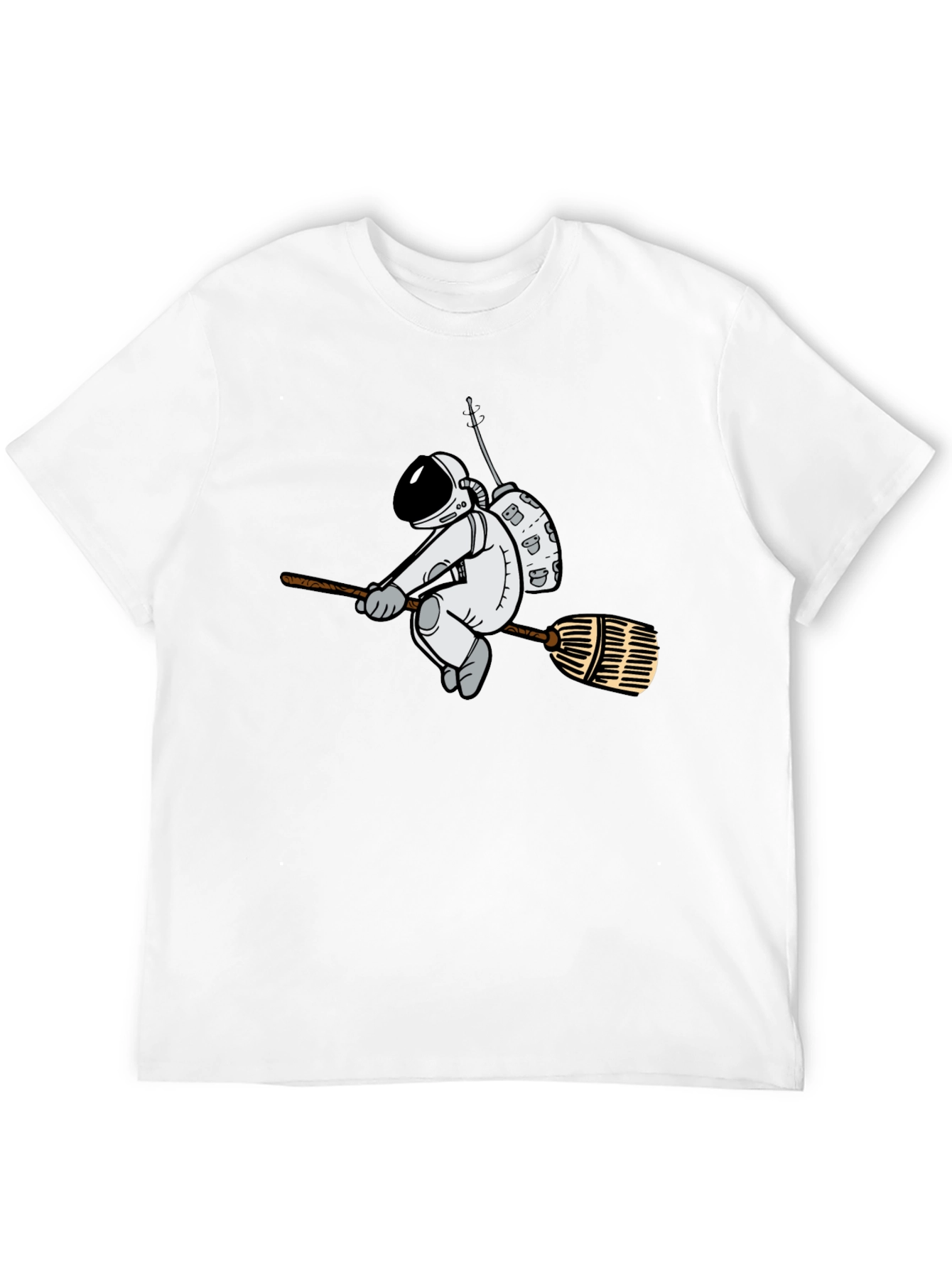 Astronaut Broom T-Shirt - Black
