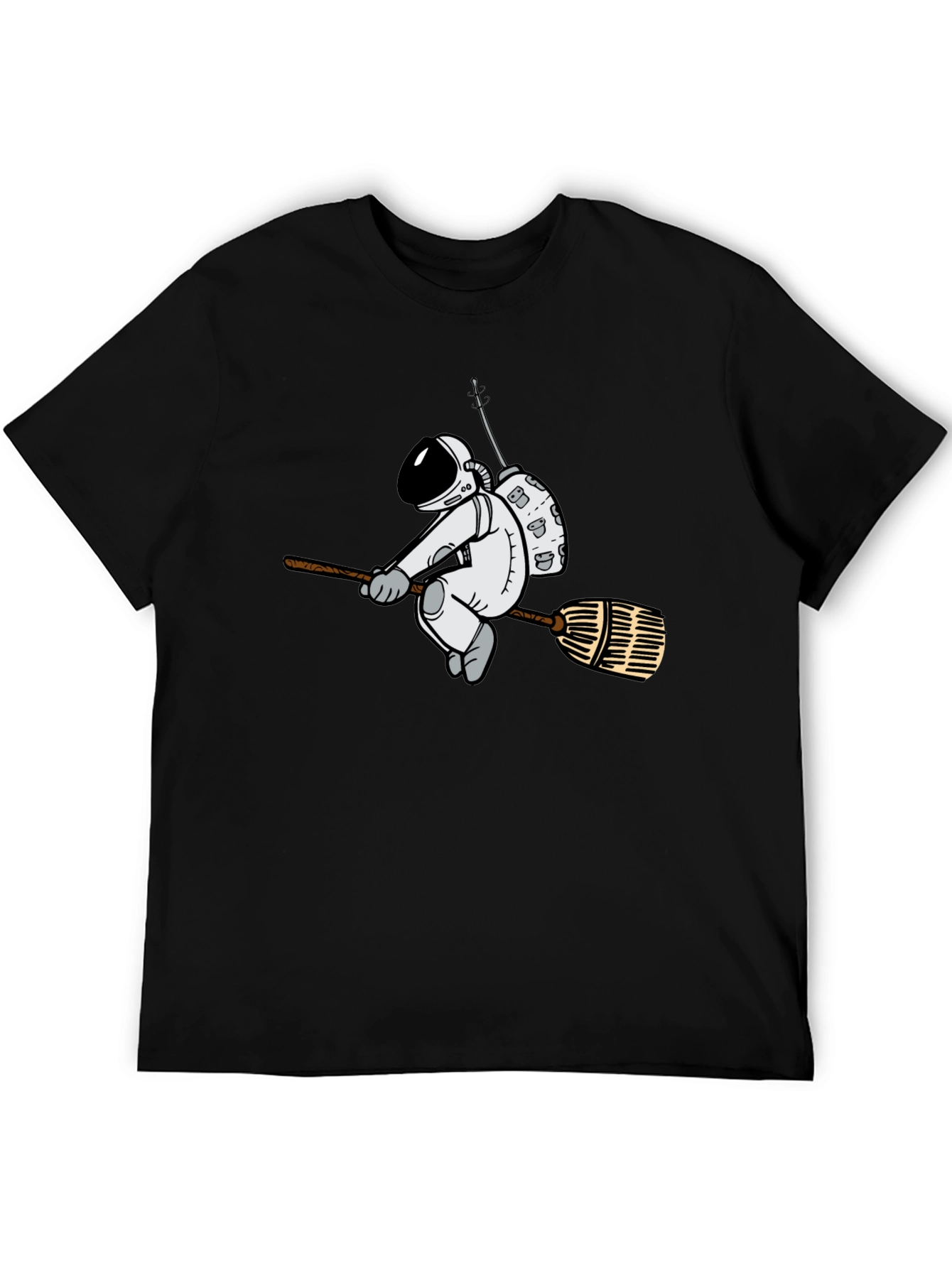 Astronaut Broom T-Shirt - Black