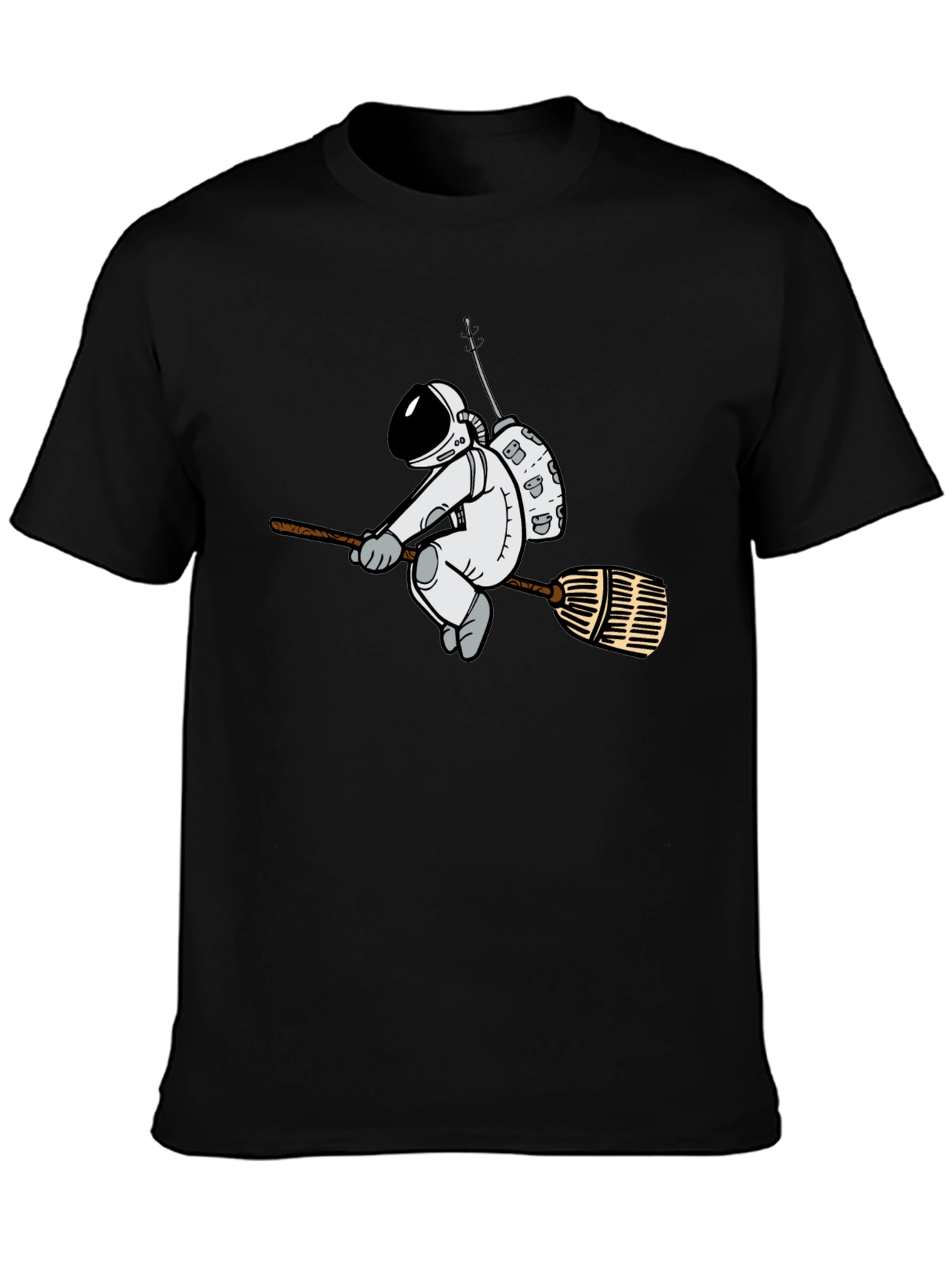 Astronaut Broom T-Shirt - Black