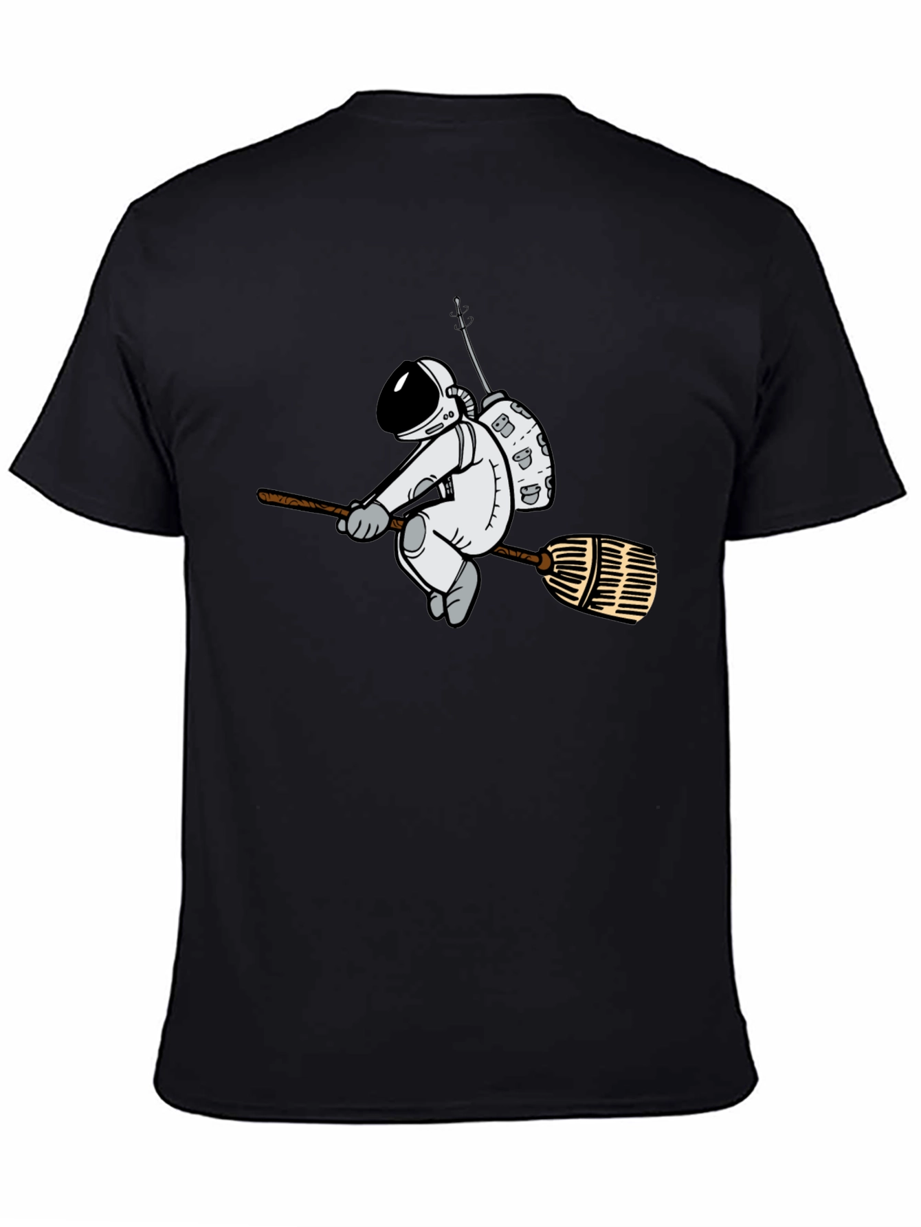 Astronaut Broom T-Shirt - Black