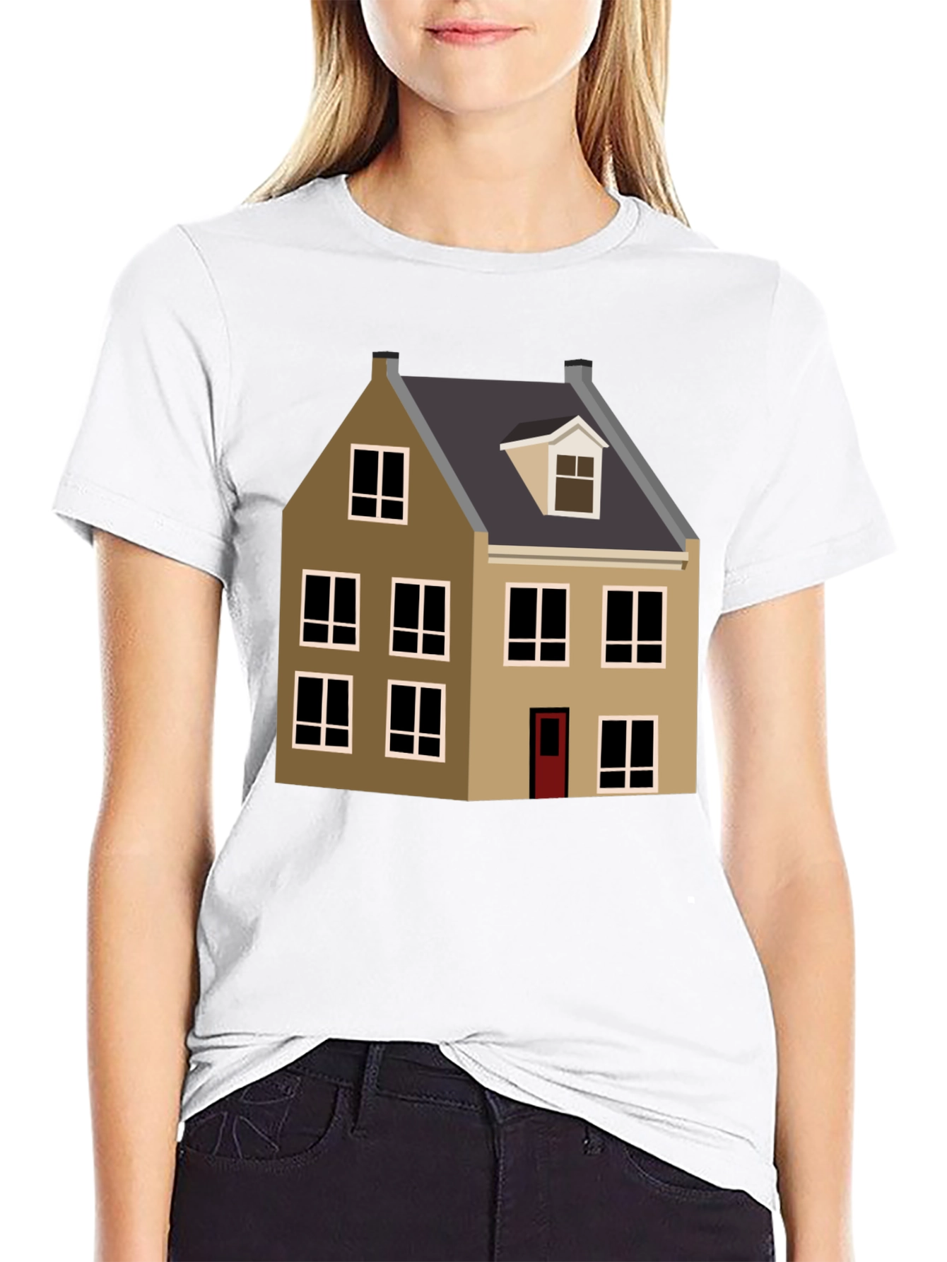 House Graphic Tee - Black Cotton Blend