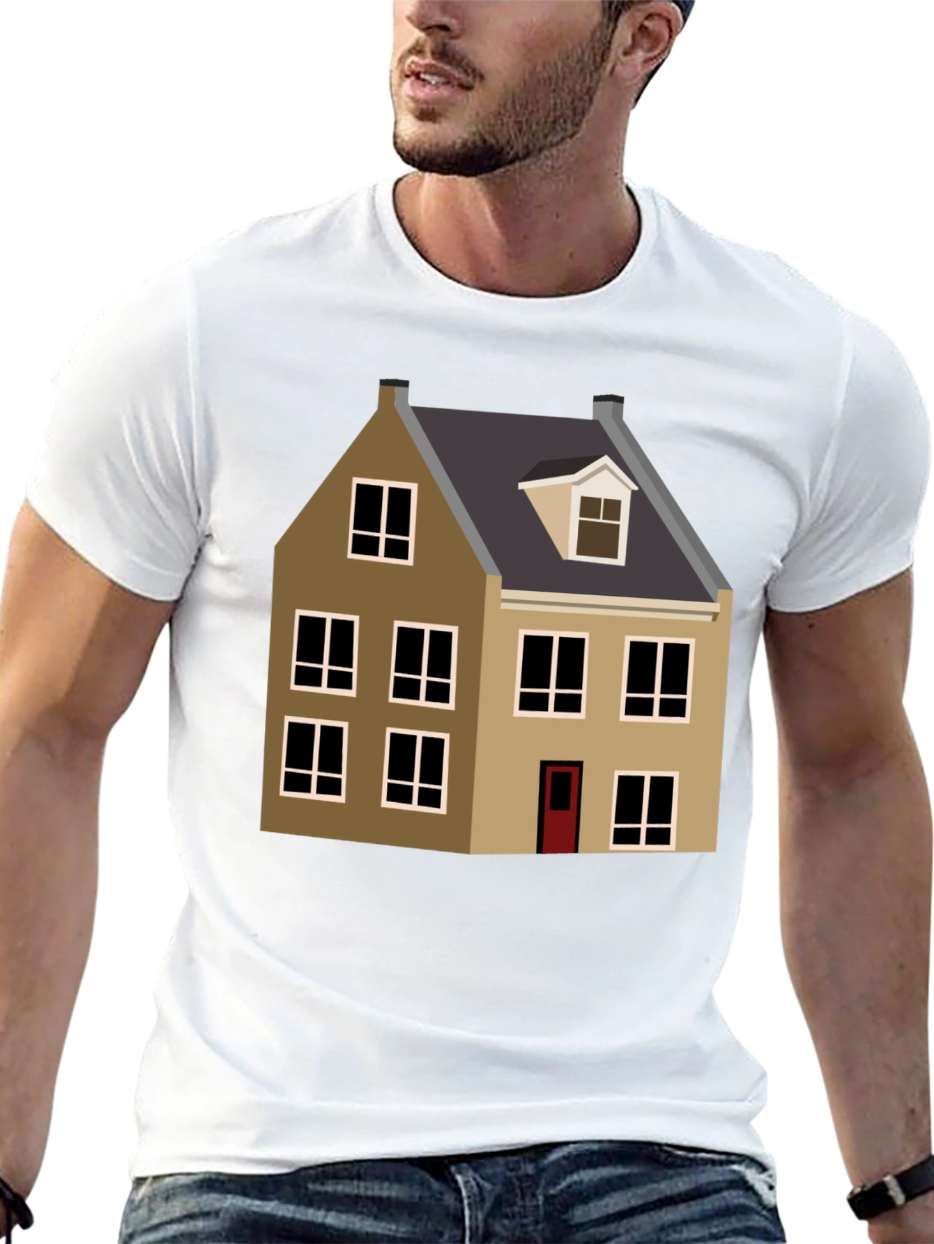 House Graphic Tee - Black Cotton Blend