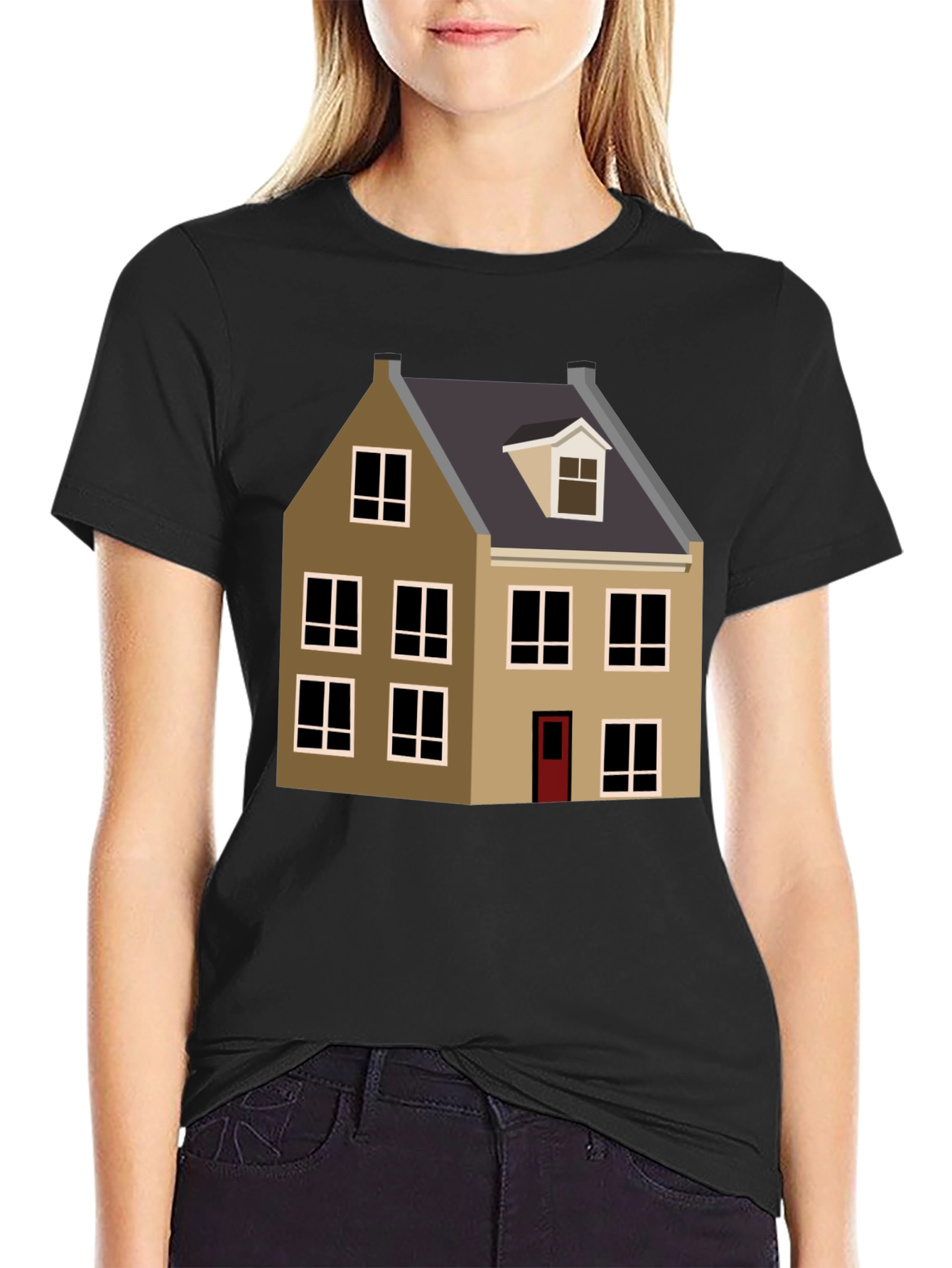 House Graphic Tee - Black Cotton Blend