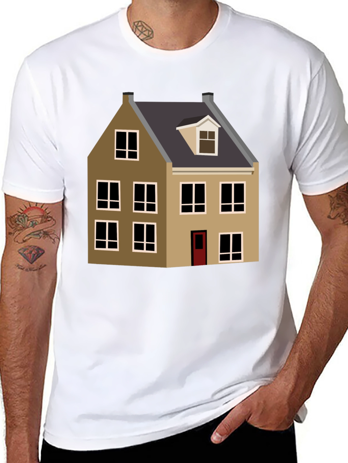 House Graphic Tee - Black Cotton Blend