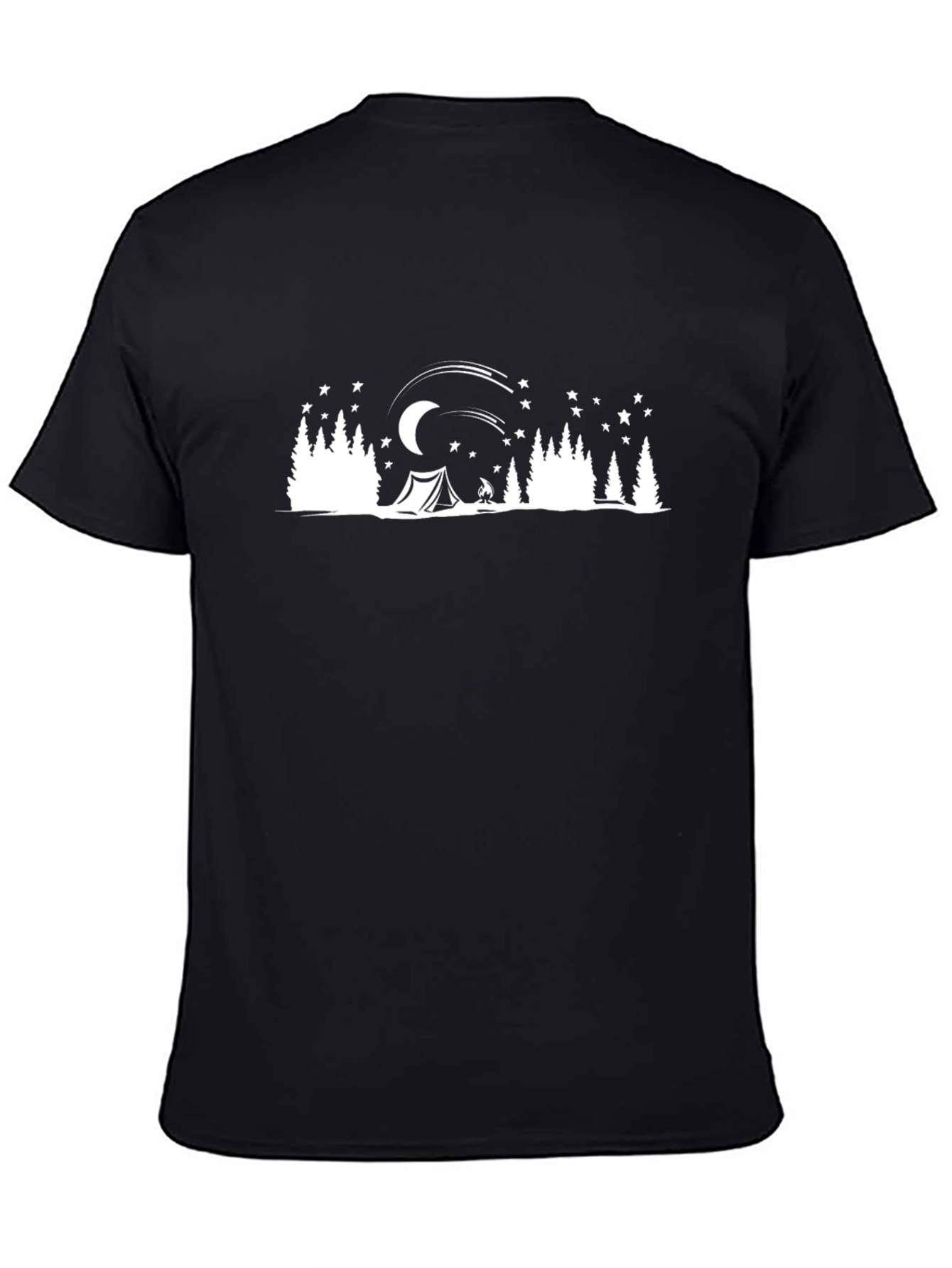 Camping Scene Graphic Tee - Black Cotton