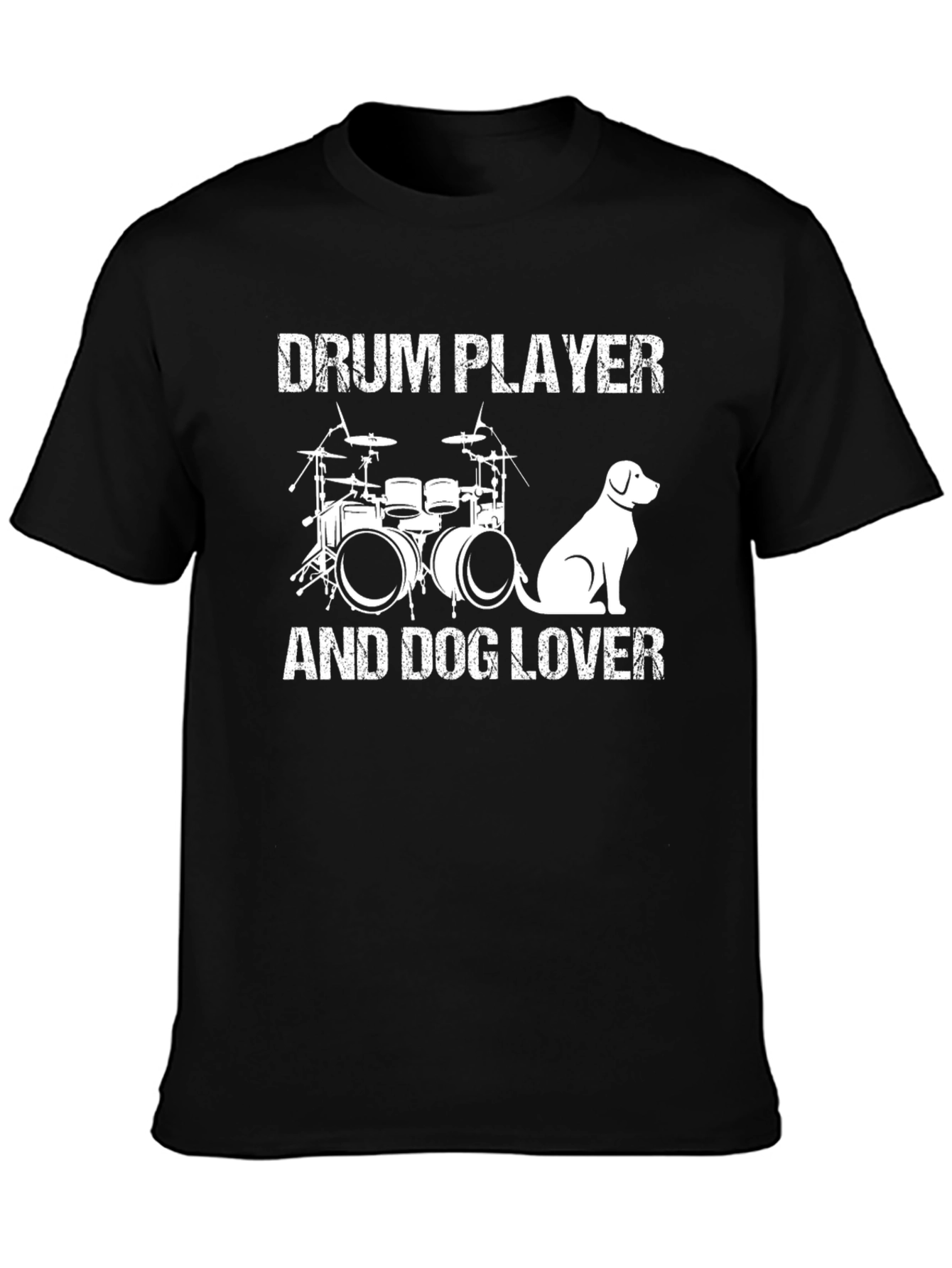 Drum Player and Dog Lover Black T-Shirt