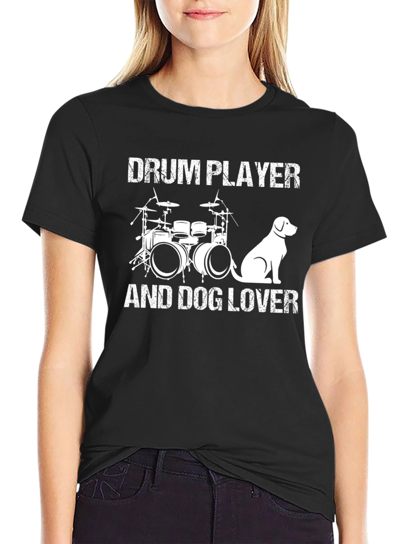 Drum Player and Dog Lover Black T-Shirt