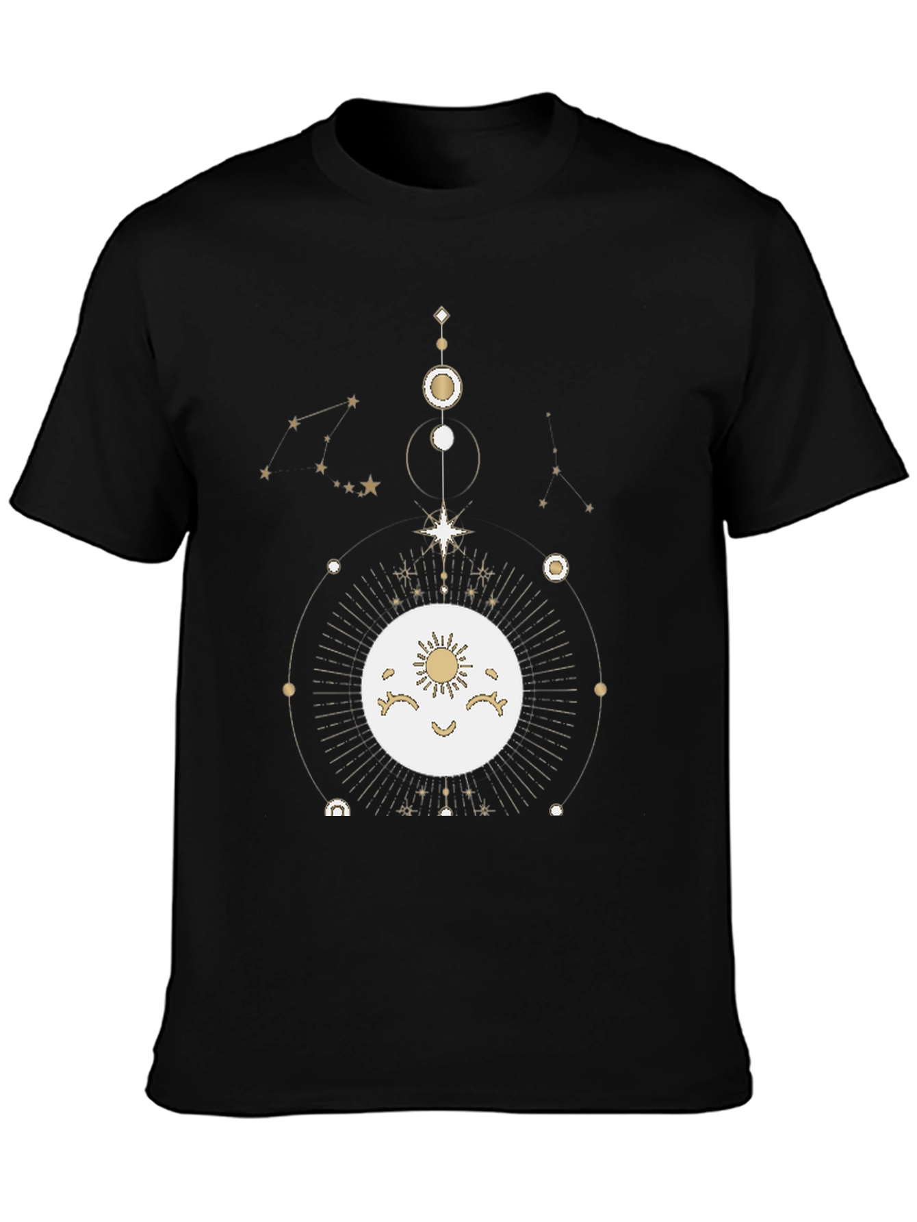 Celestial Moon & Stars Graphic Tee - Black