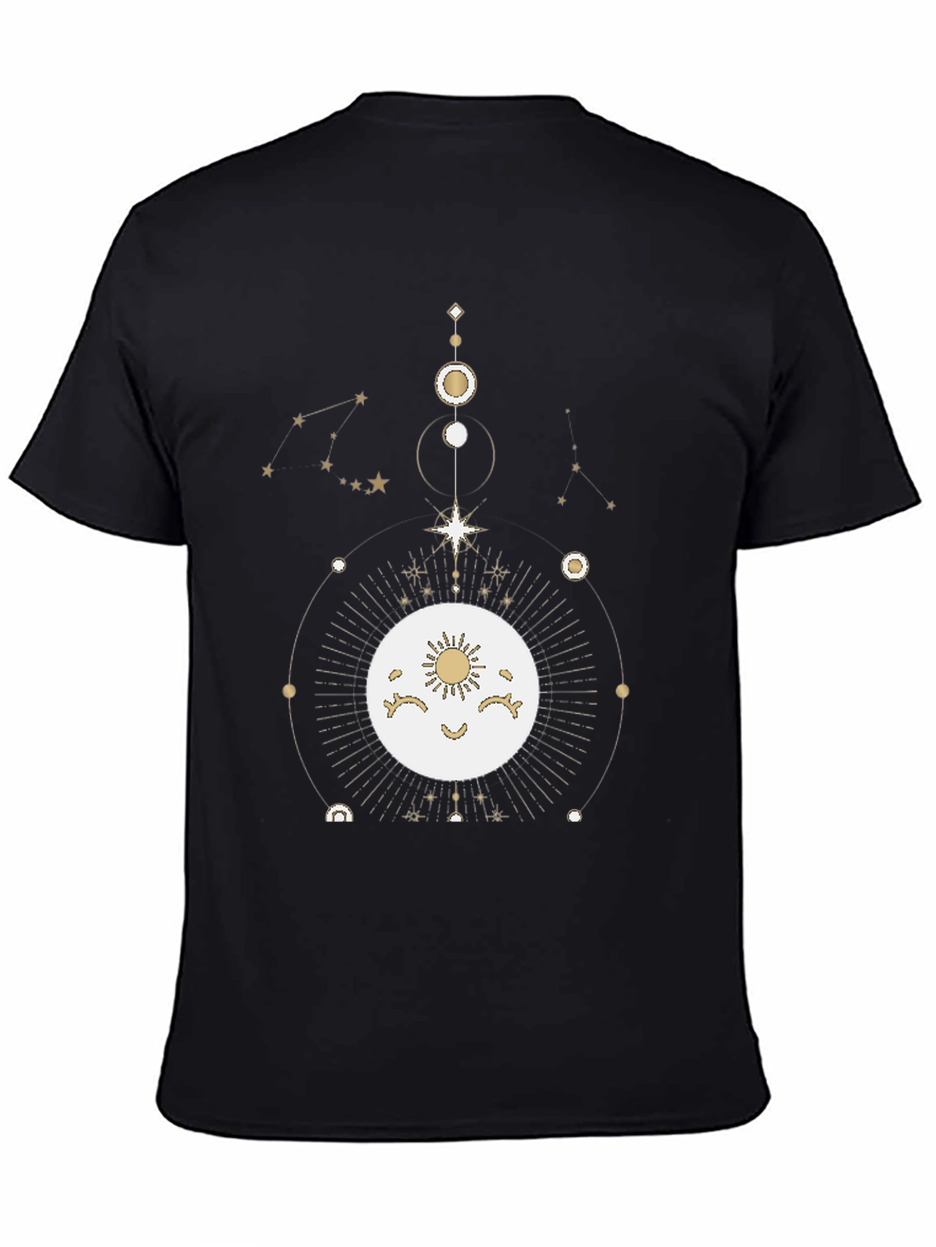 Celestial Moon & Stars Graphic Tee - Black