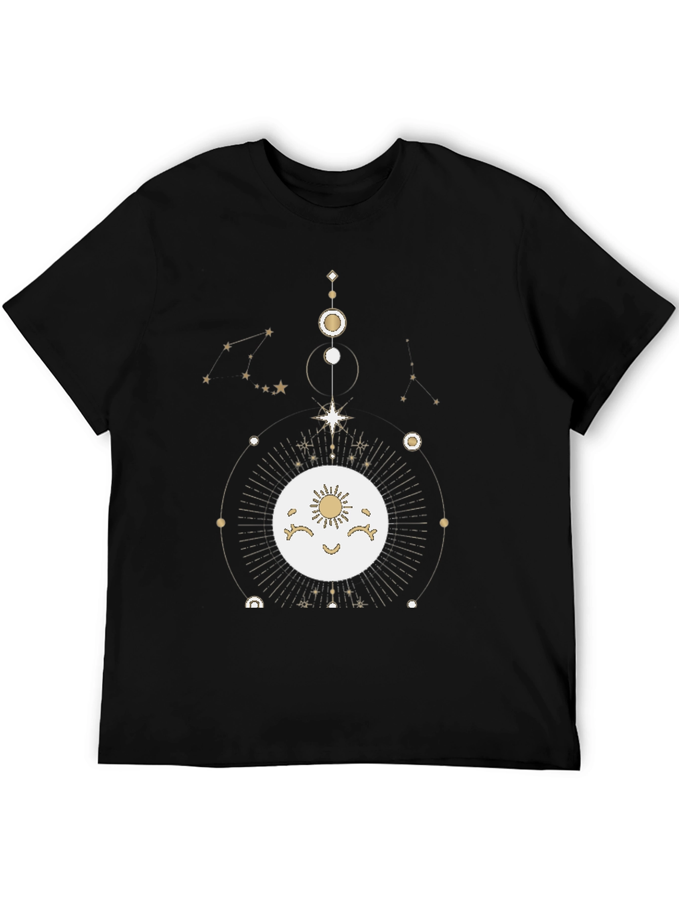 Celestial Moon & Stars Graphic Tee - Black