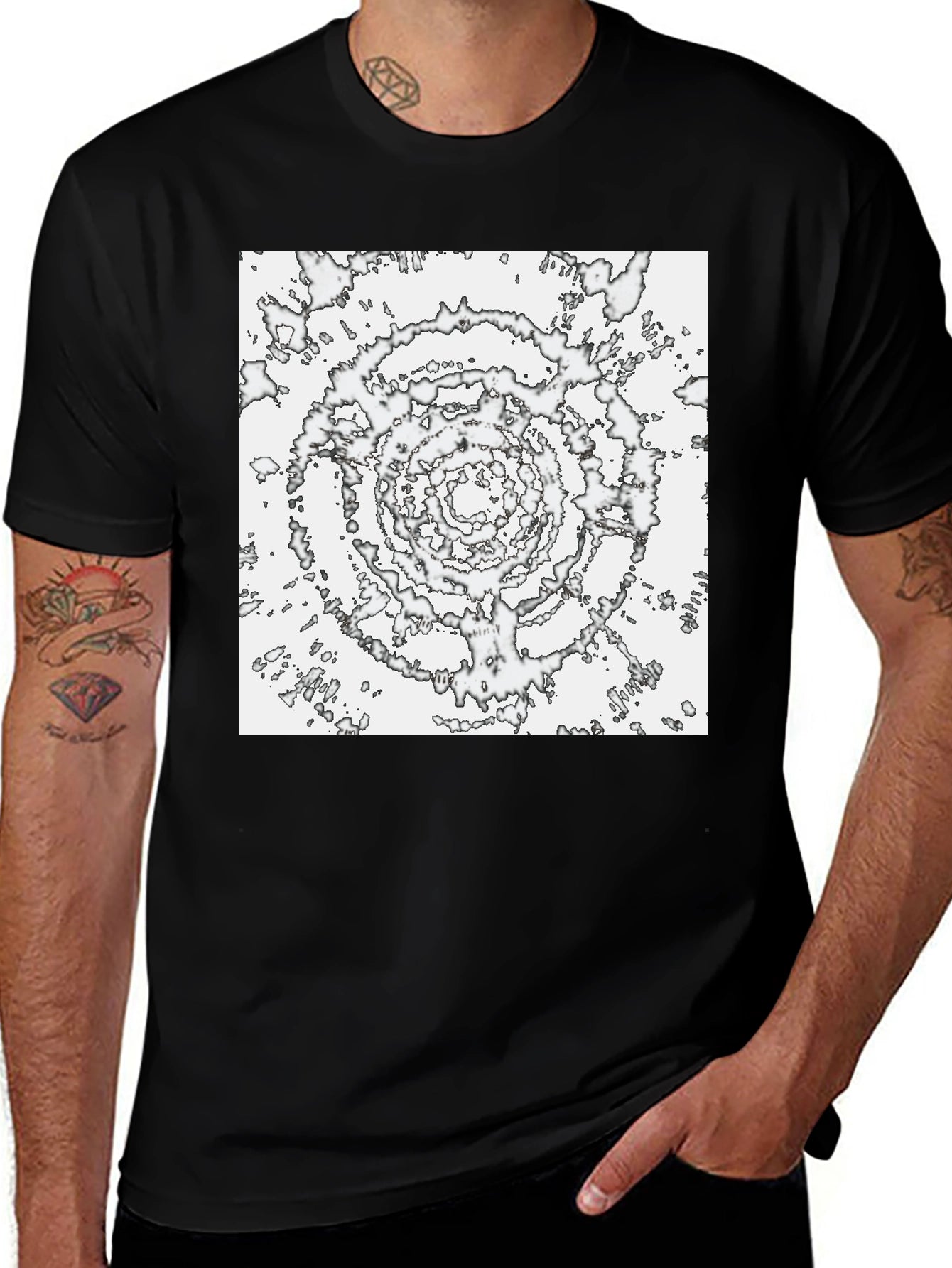 Abstract Vortex Tee - Black Cotton Comfort