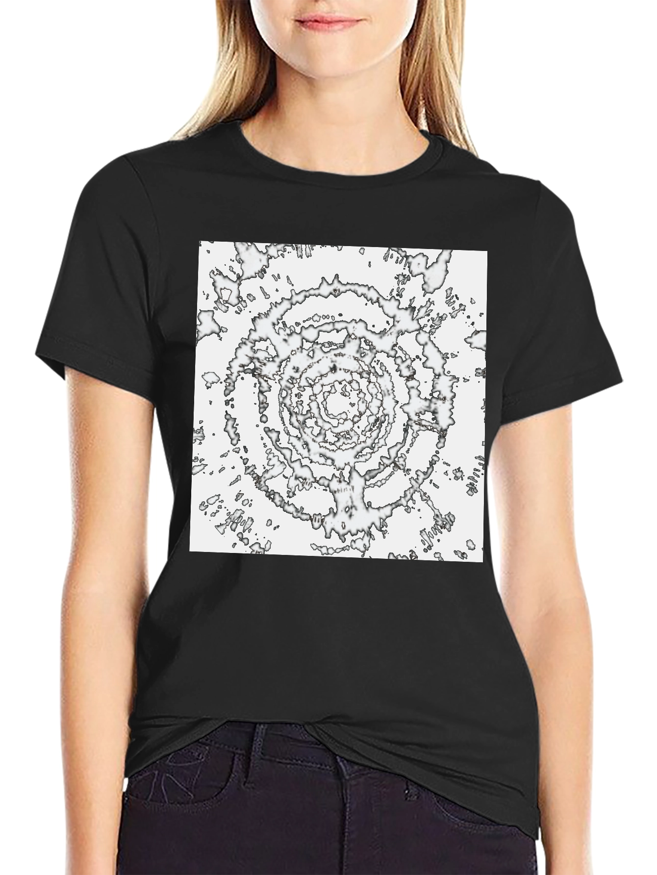 Abstract Vortex Tee - Black Cotton Comfort