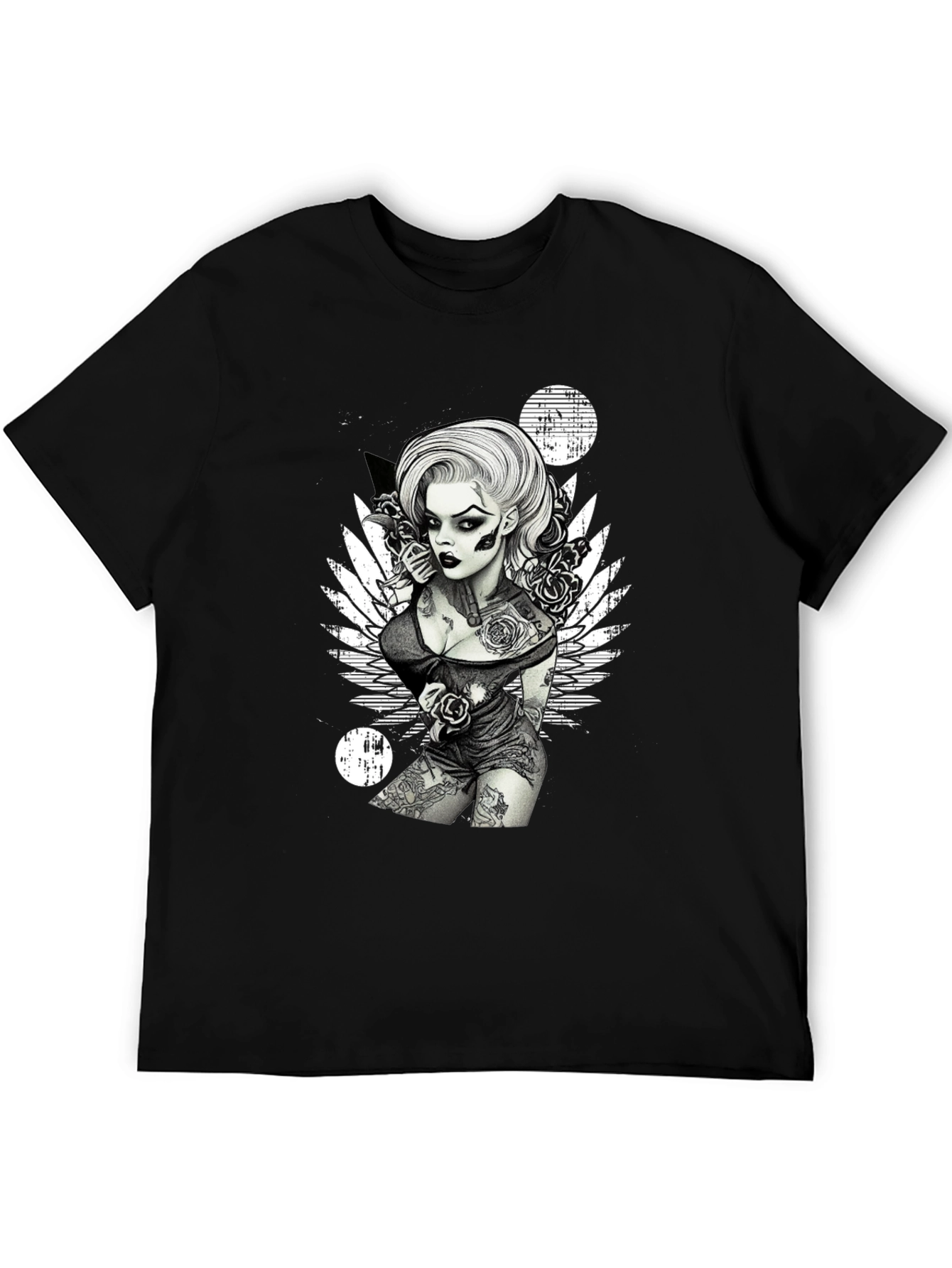 Tattooed Woman Graphic Black T-Shirt