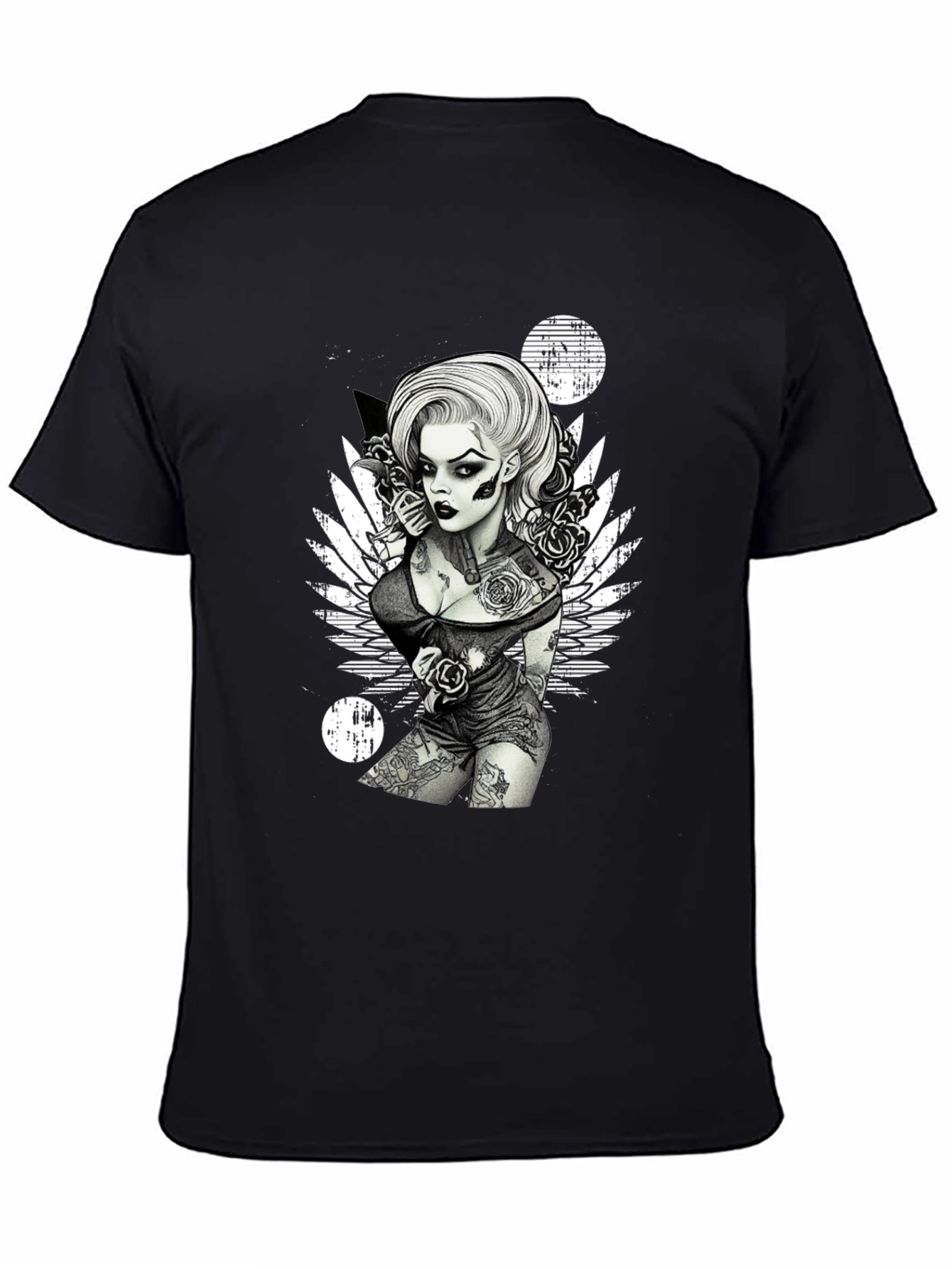 Tattooed Woman Graphic Black T-Shirt
