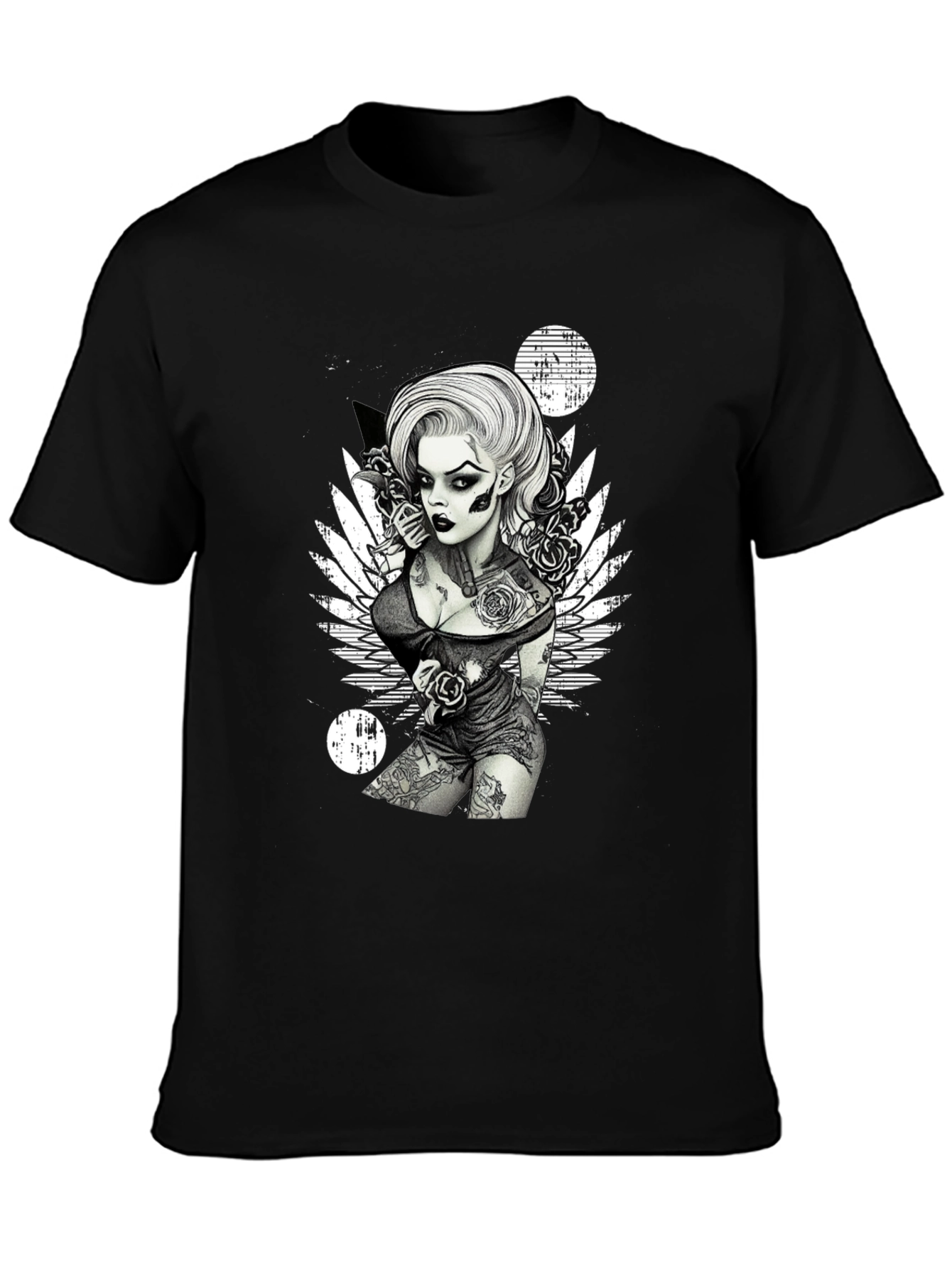 Tattooed Woman Graphic Black T-Shirt