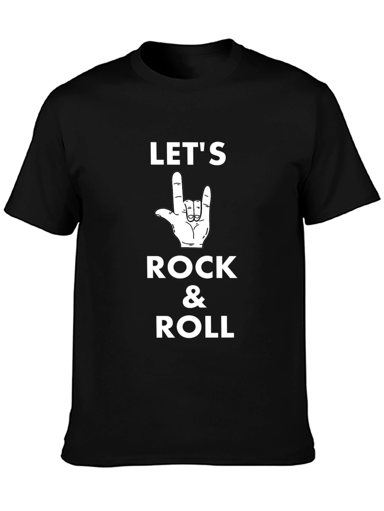 Lets Rock & Roll Black Graphic T-Shirt