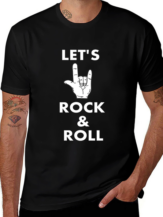 Lets Rock & Roll Black Graphic T-Shirt