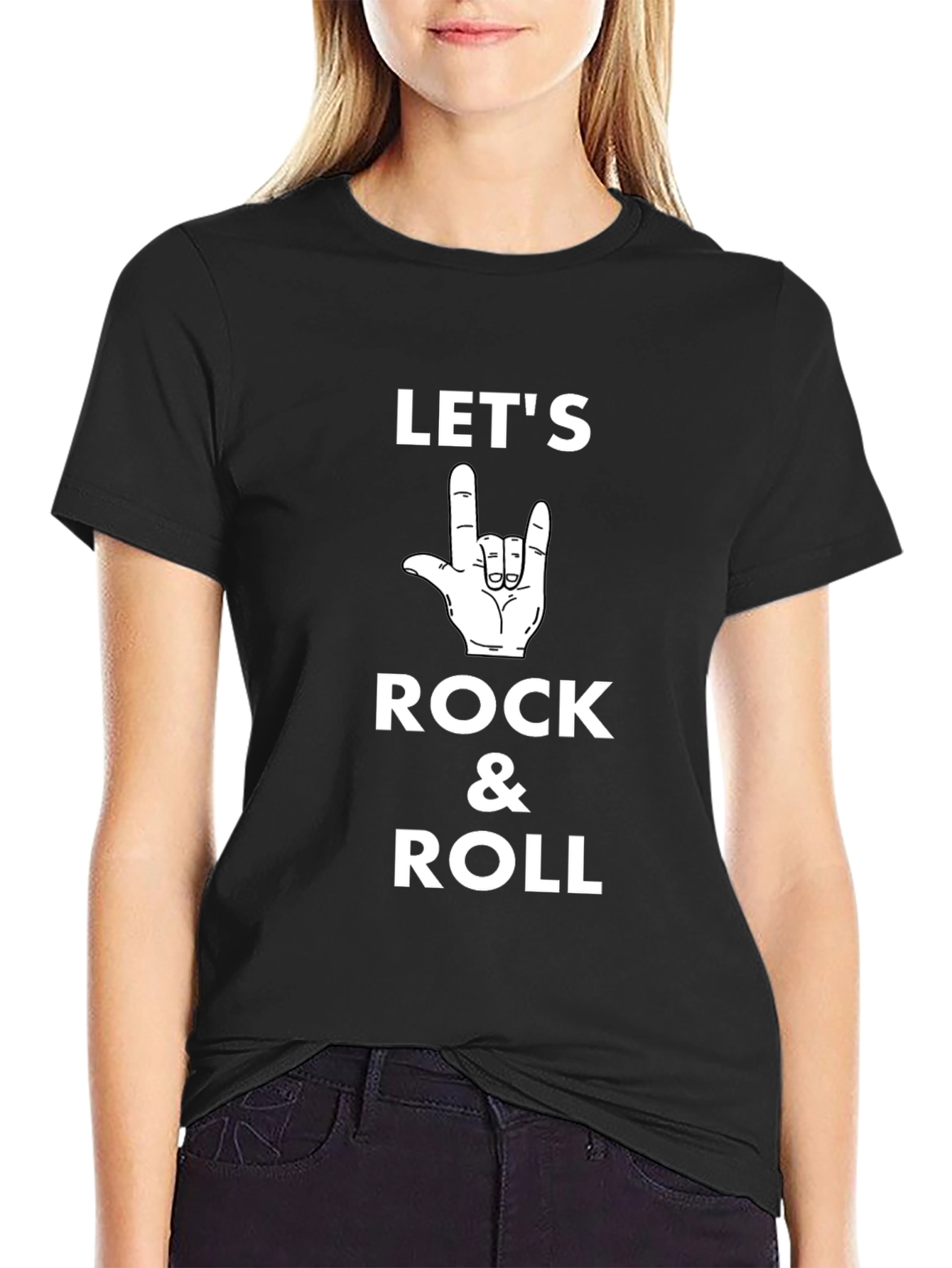 Lets Rock & Roll Black Graphic T-Shirt