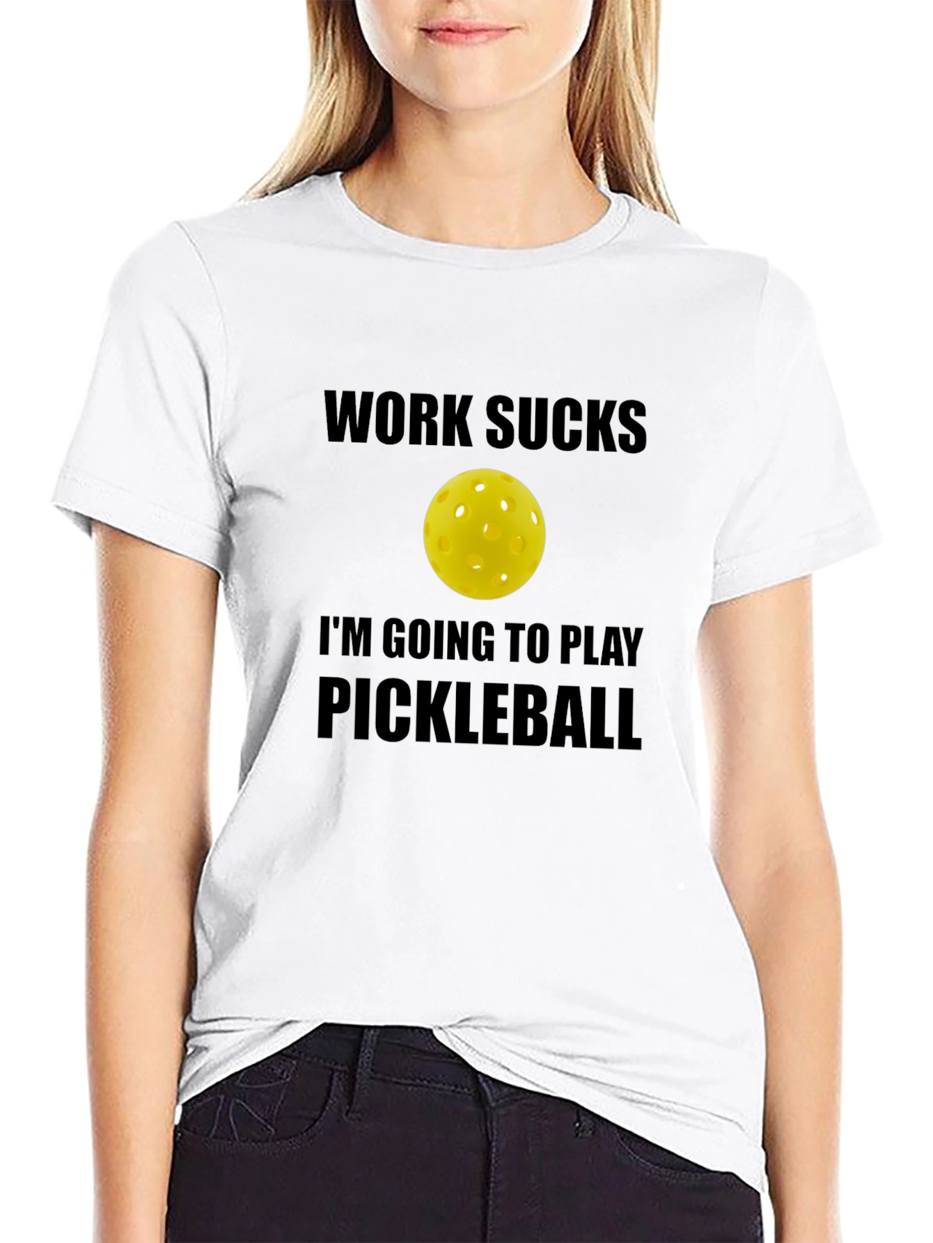 Funny Pickleball T-Shirt - Work Sucks Lets Play!
