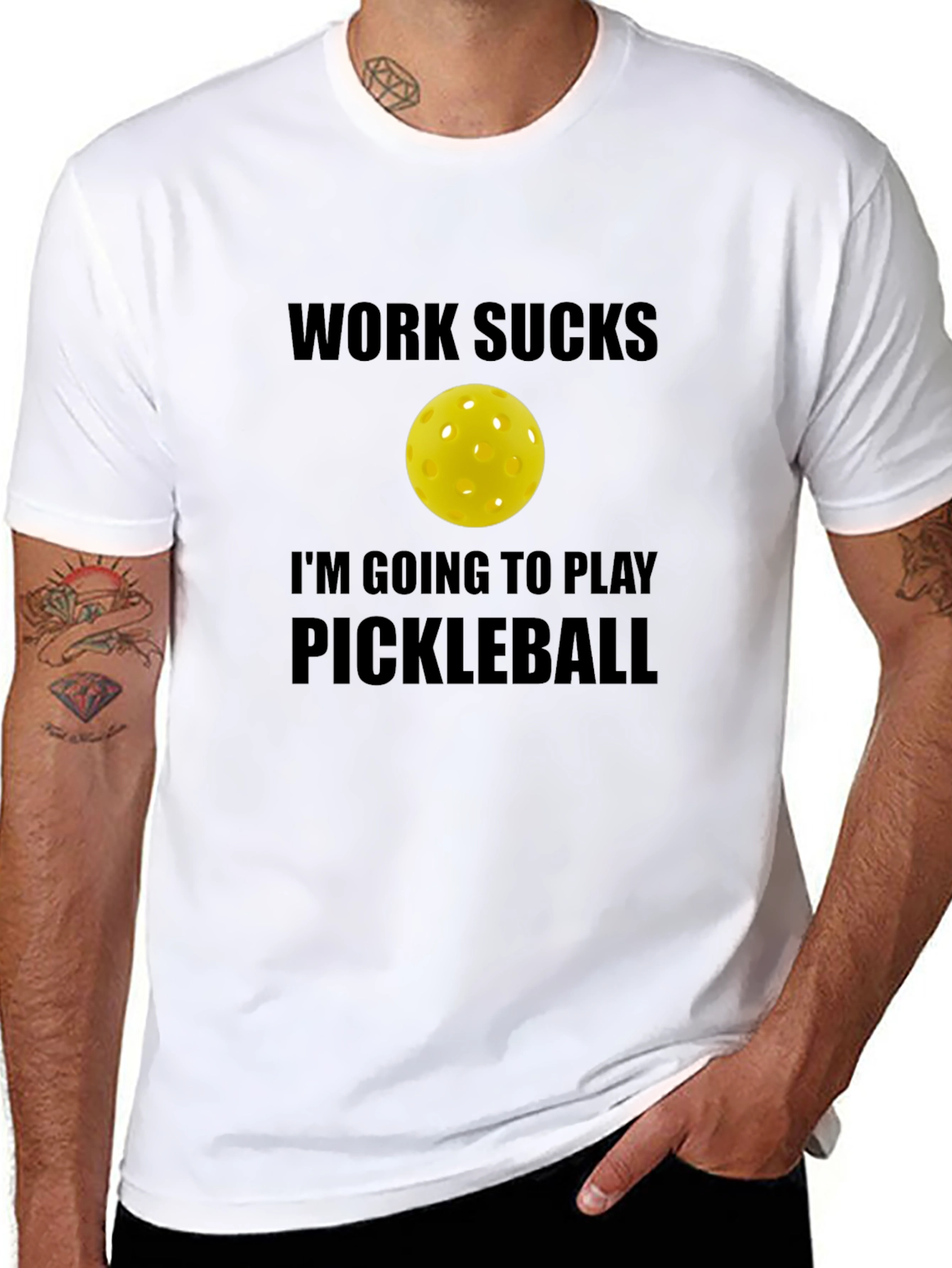 Funny Pickleball T-Shirt - Work Sucks Lets Play!