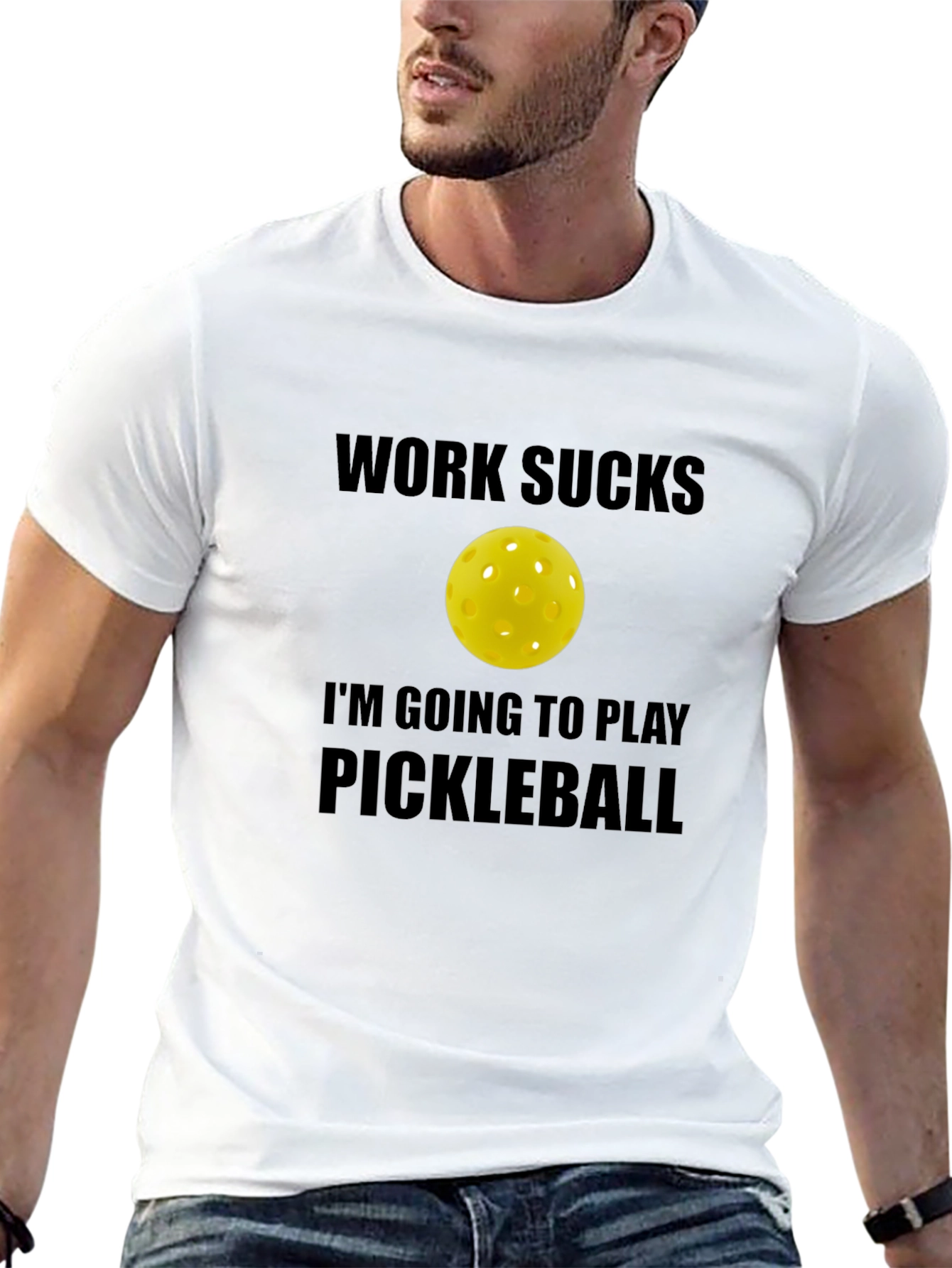 Funny Pickleball T-Shirt - Work Sucks Lets Play!