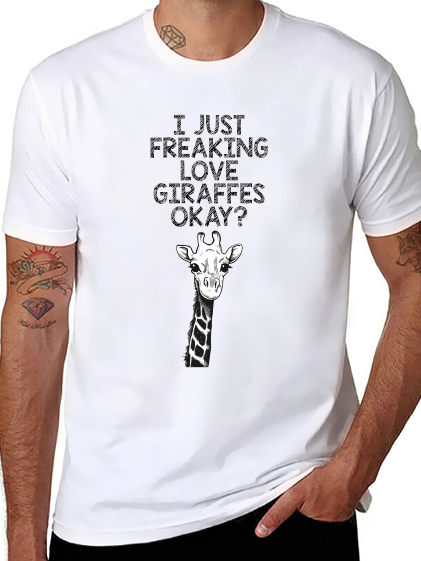 Giraffe Lover Graphic Tee - Black