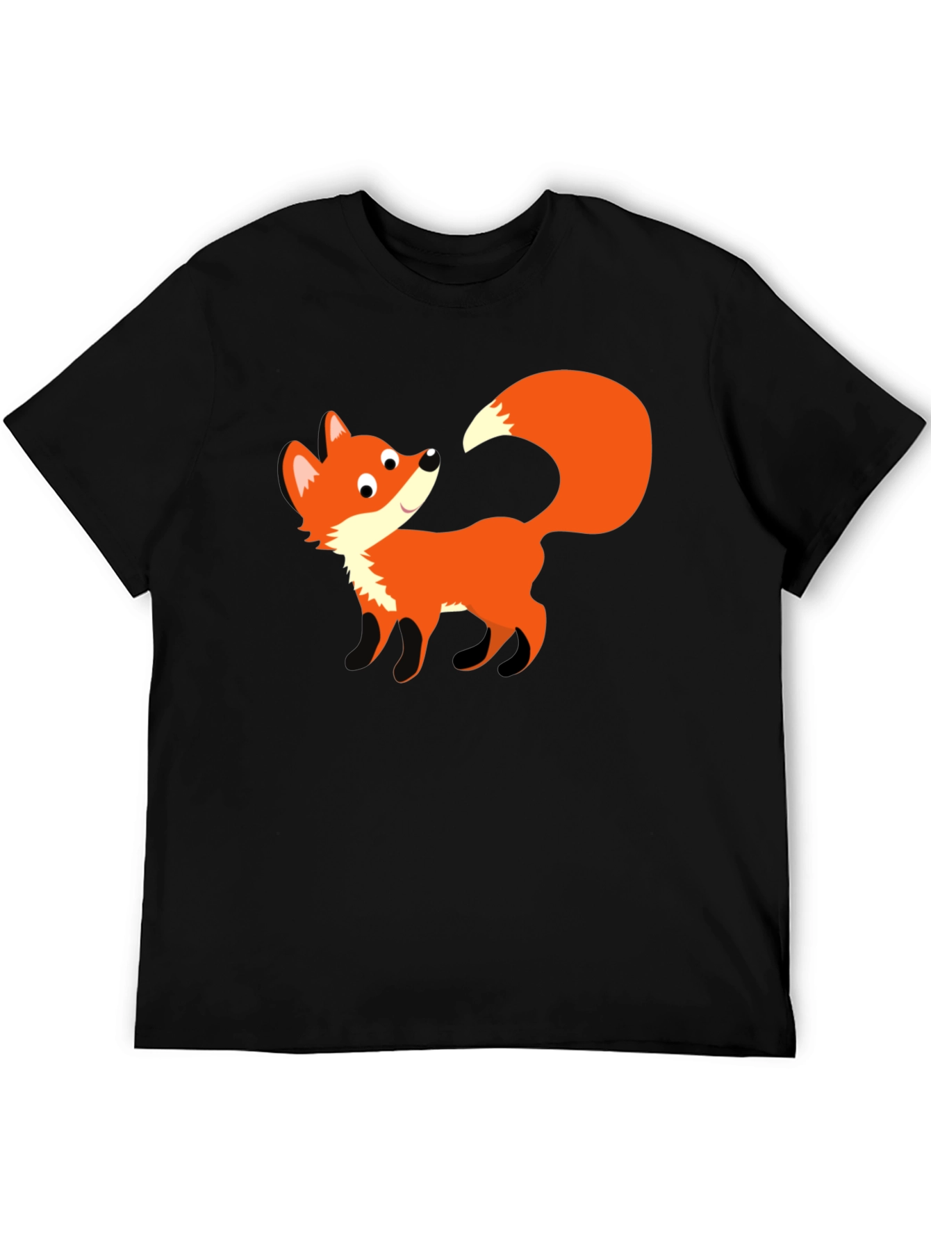 Cute Fox Graphic Black T-Shirt - Unisex