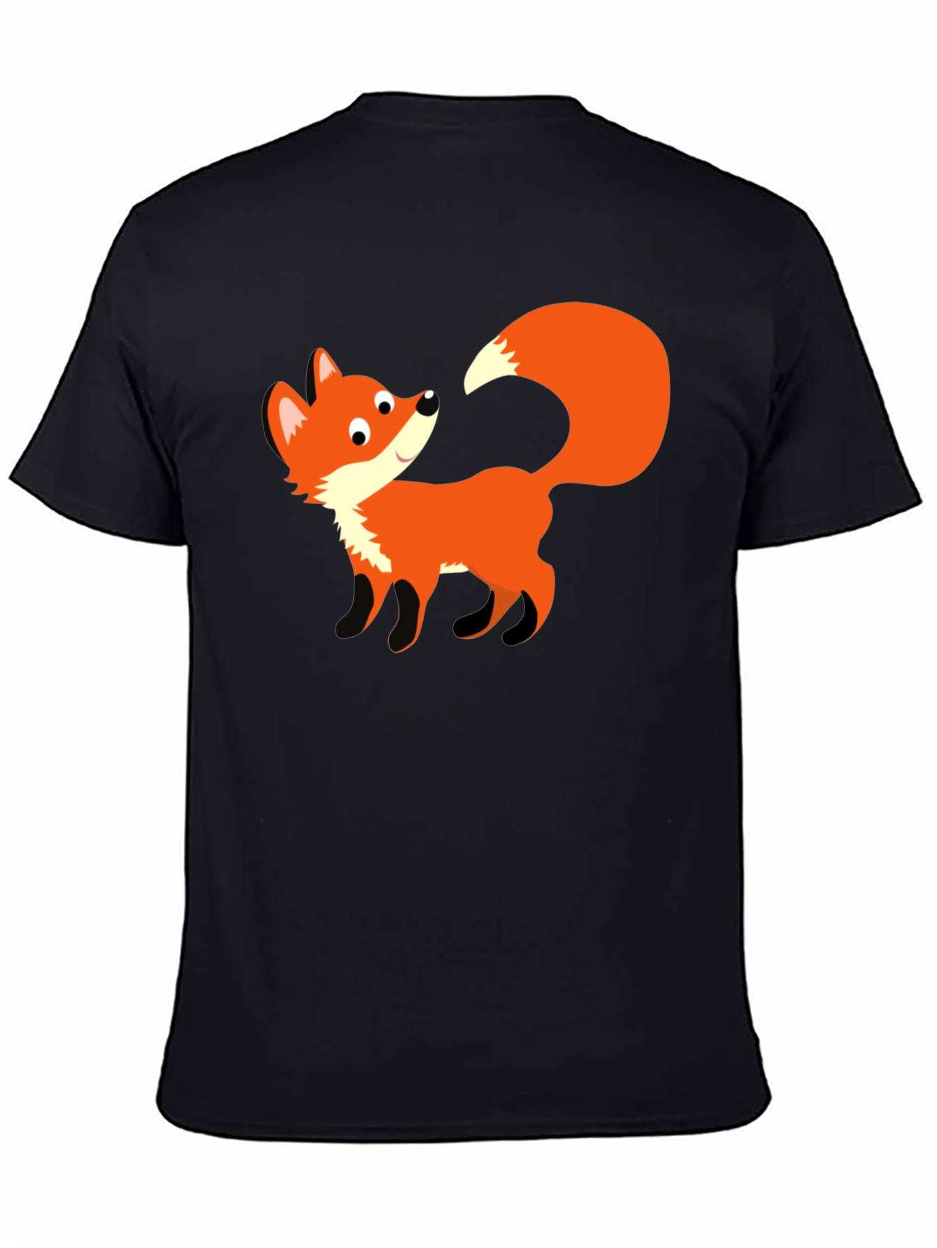 Cute Fox Graphic Black T-Shirt - Unisex