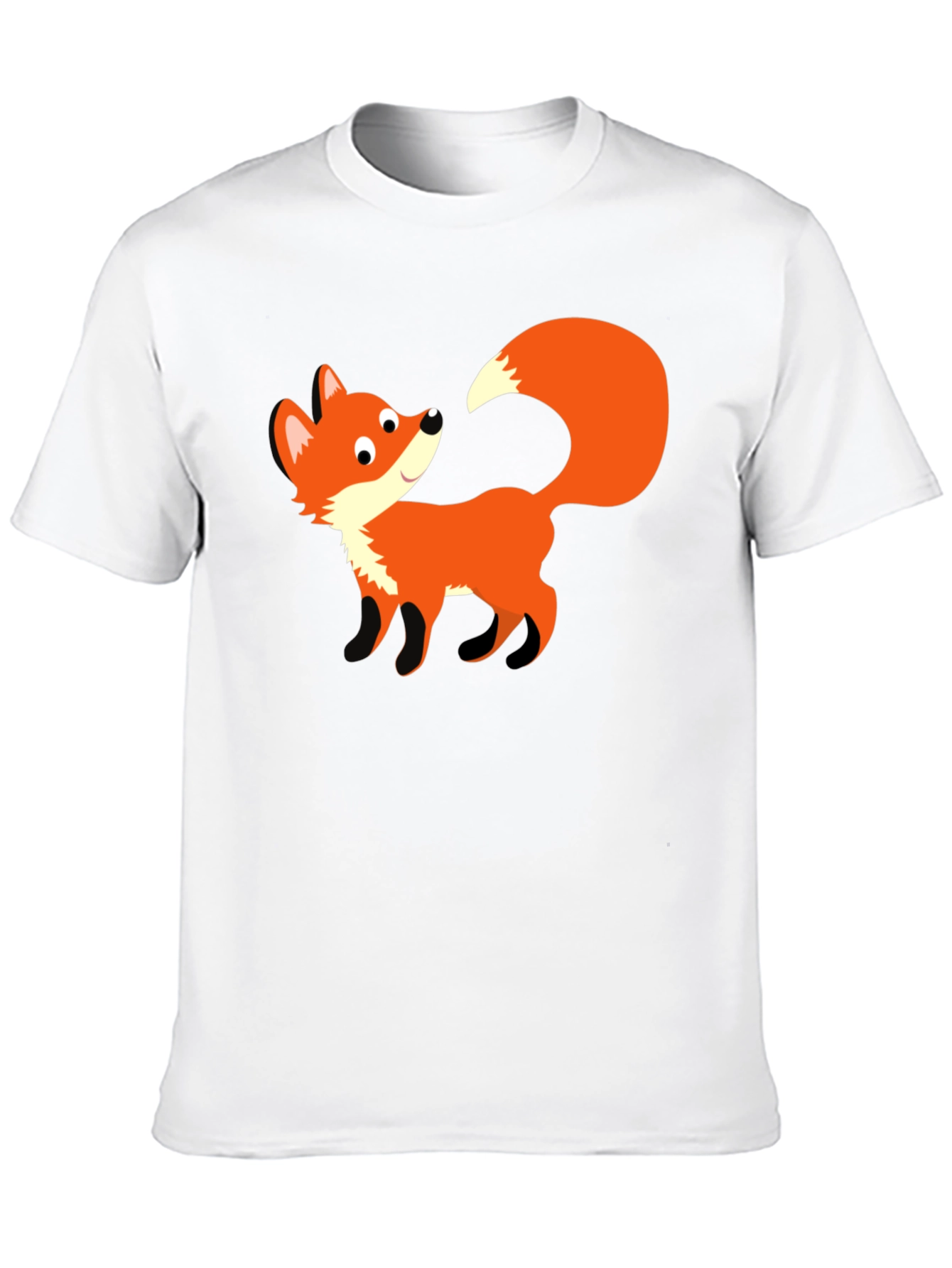Cute Fox Graphic Black T-Shirt - Unisex
