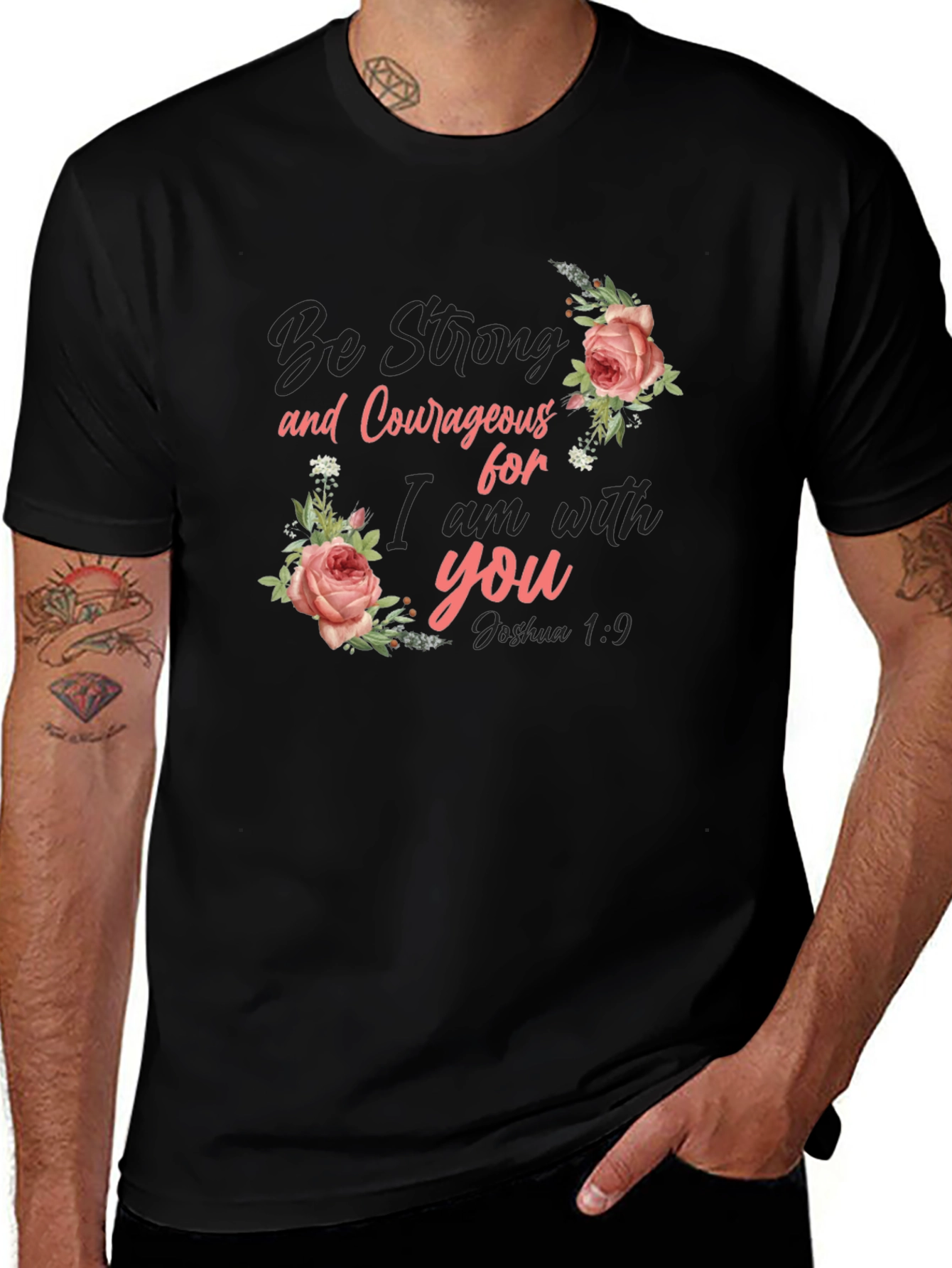 Be Strong Floral Graphic T-Shirt - Inspirational Tee