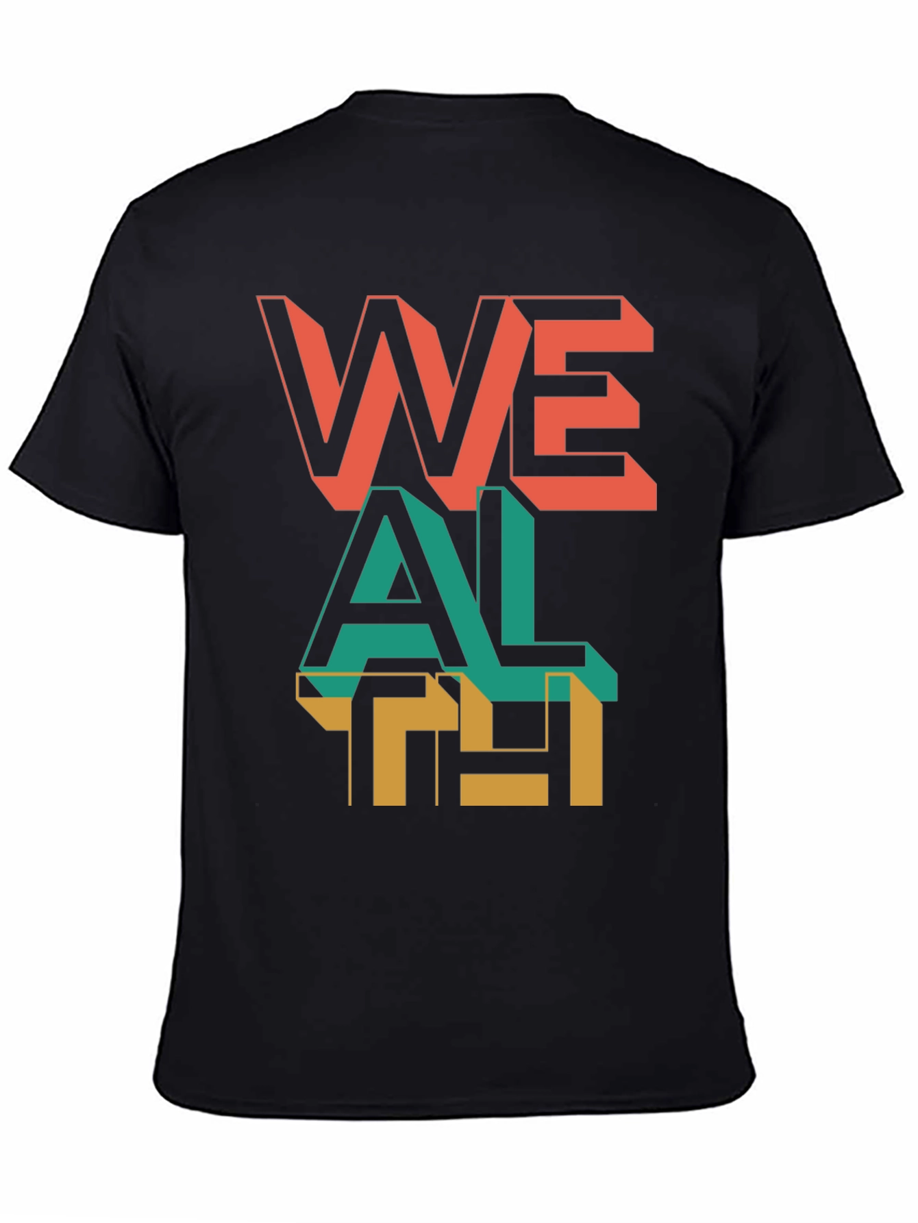 Trendy Wealth Graphic Print Black T-Shirt