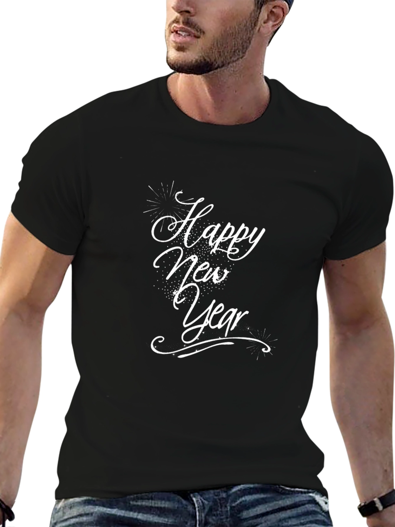 Happy New Year Black Cotton Tee