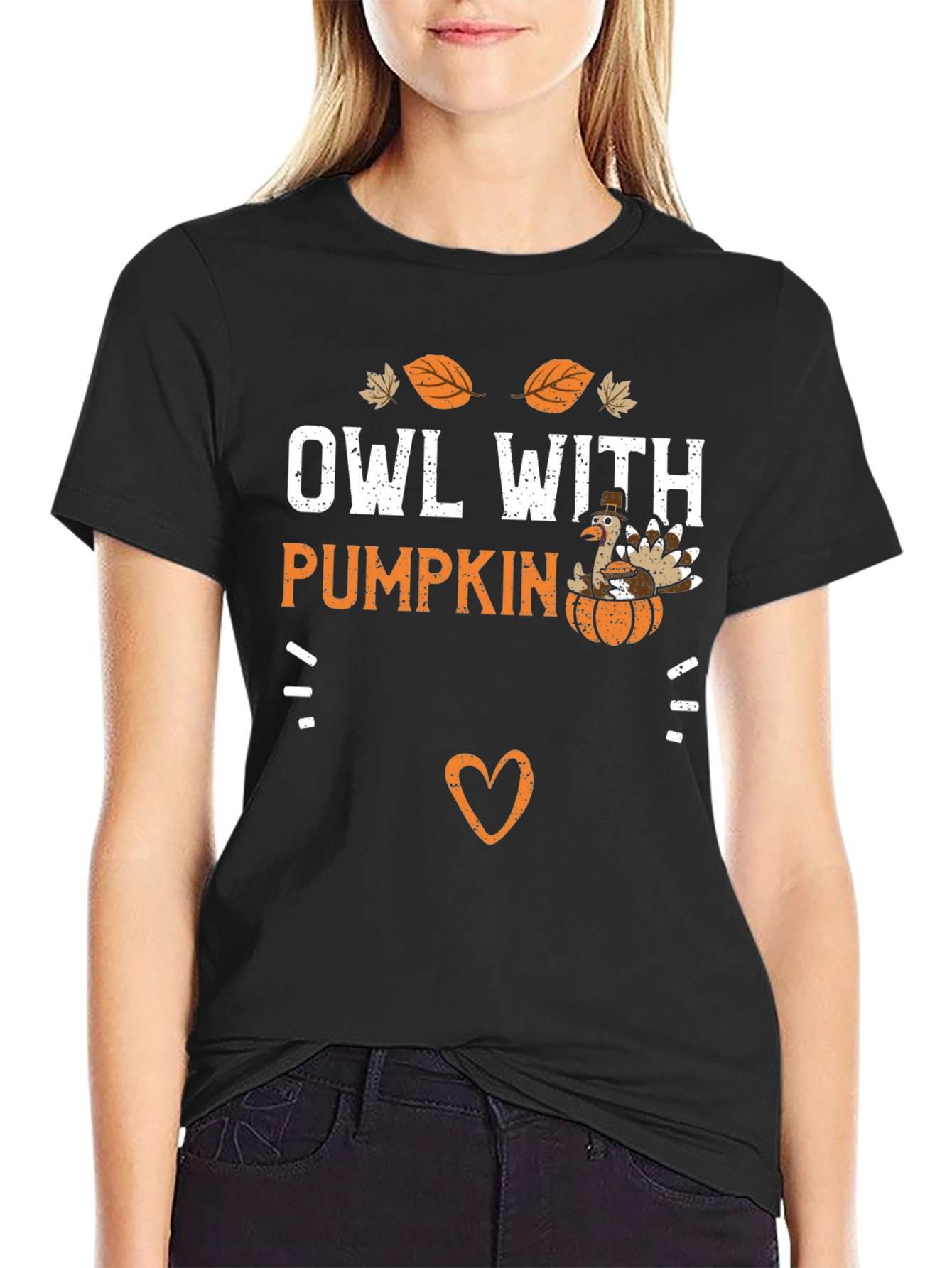 Owl With Pumpkin Thanksgiving Graphic T-Shirt