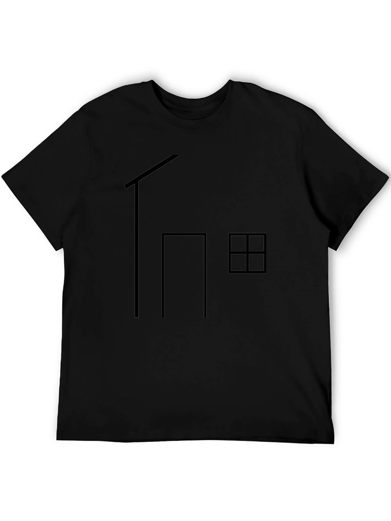 Minimalist House Graphic T-Shirt - Black