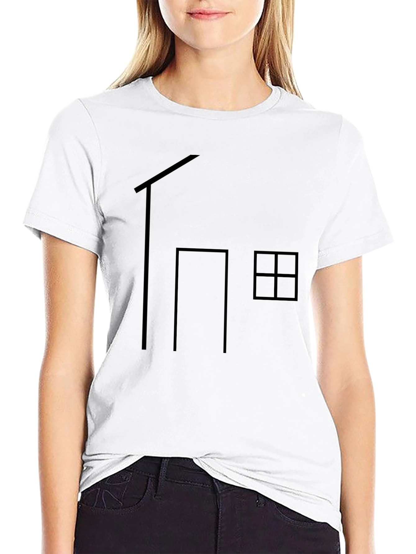 Minimalist House Graphic T-Shirt - Black