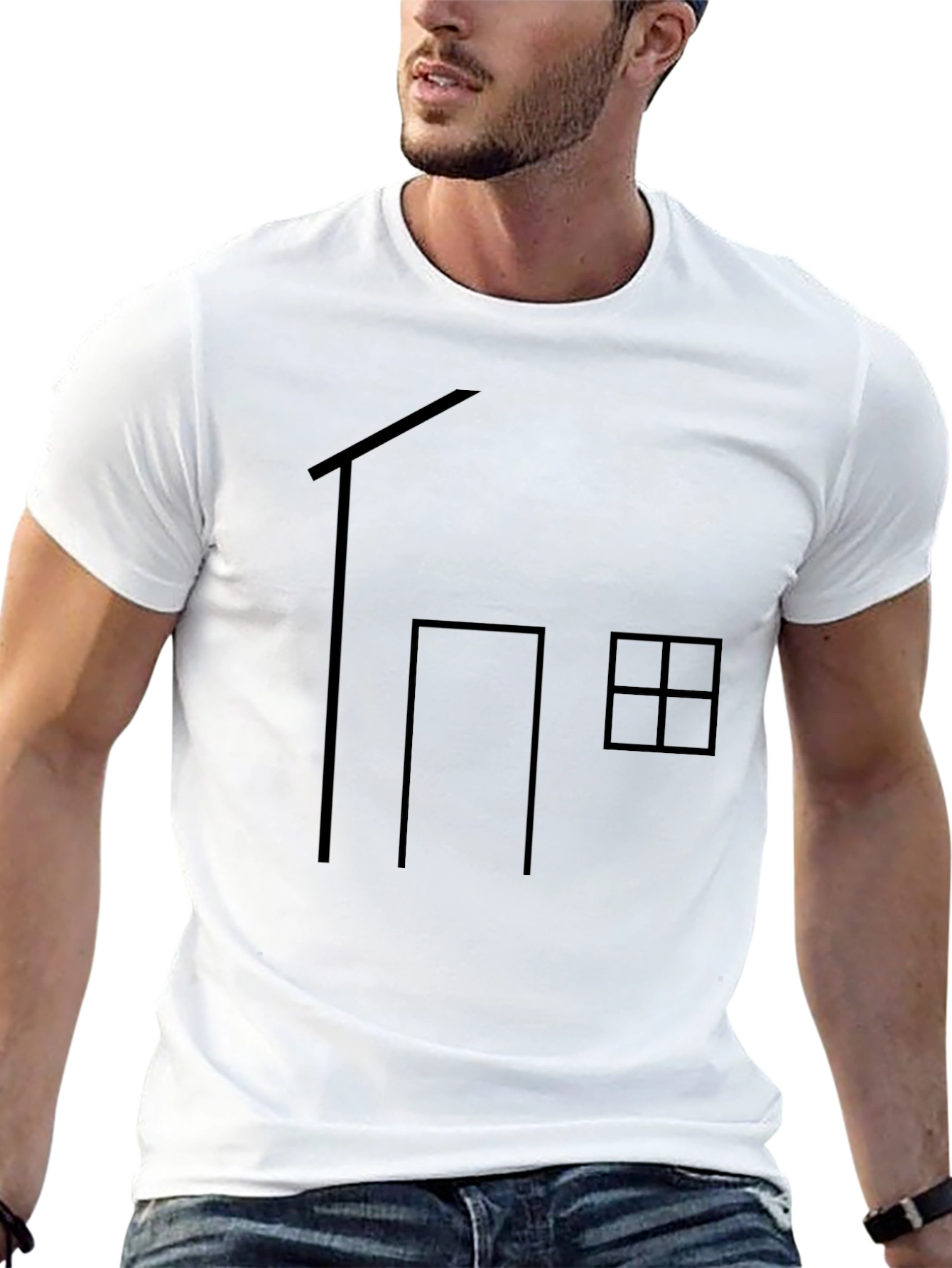 Minimalist House Graphic T-Shirt - Black