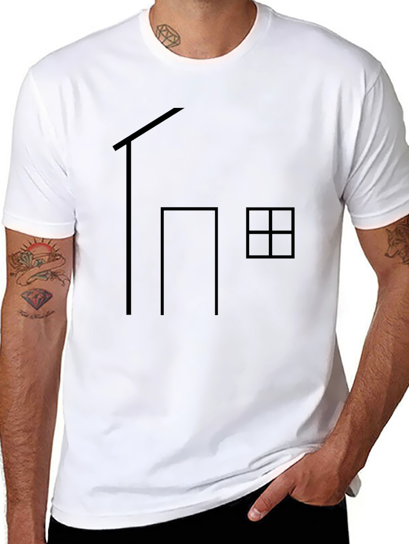 Minimalist House Graphic T-Shirt - Black