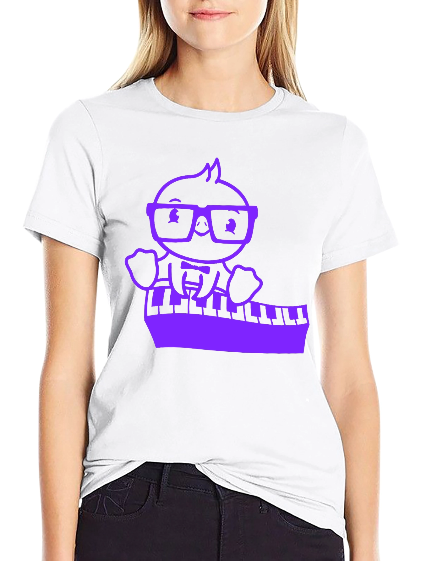 Piano Playing Cartoon Character T-Shirt