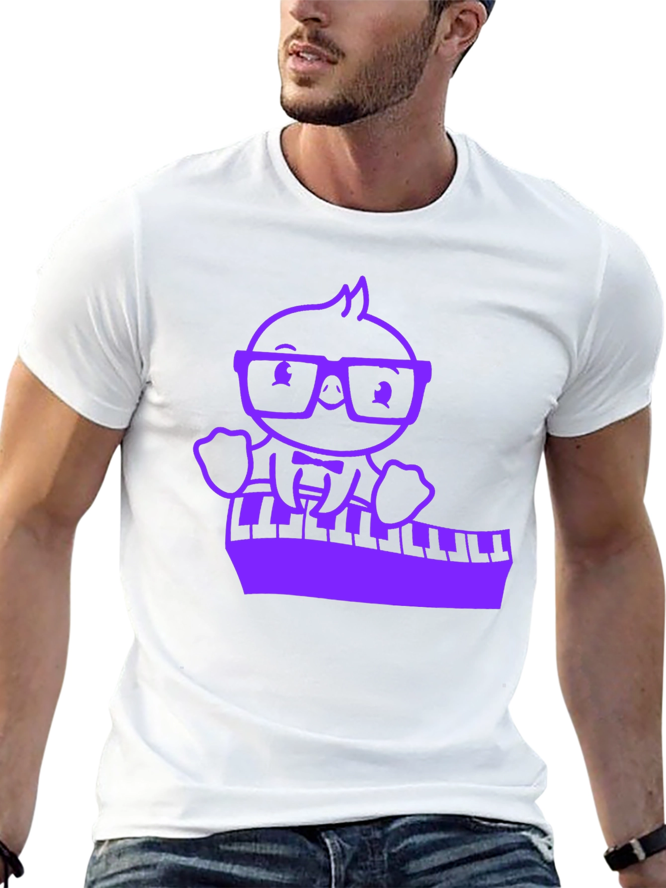 Piano Playing Cartoon Character T-Shirt
