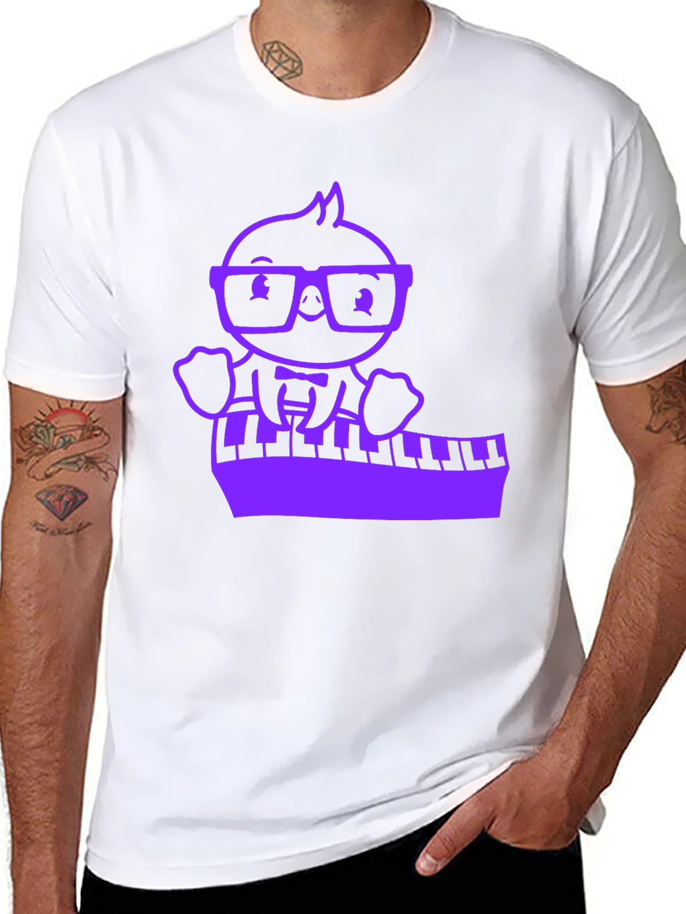 Piano Playing Cartoon Character T-Shirt