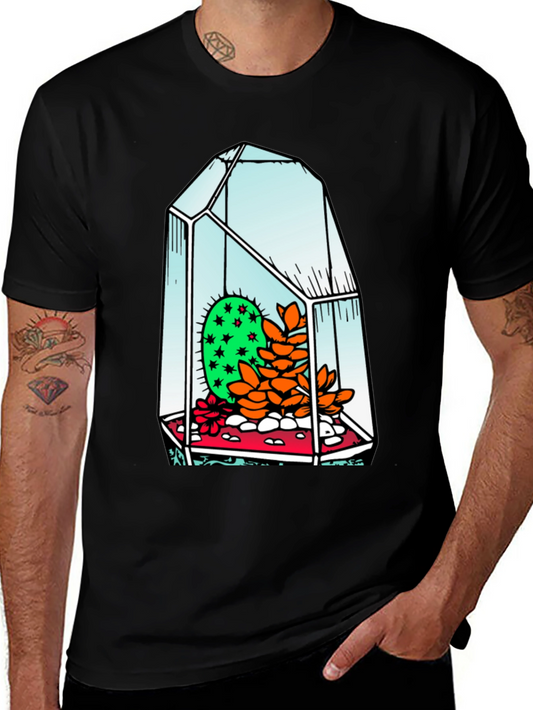 Cactus Terrarium Graphic Tee - Cool Black T-Shirt